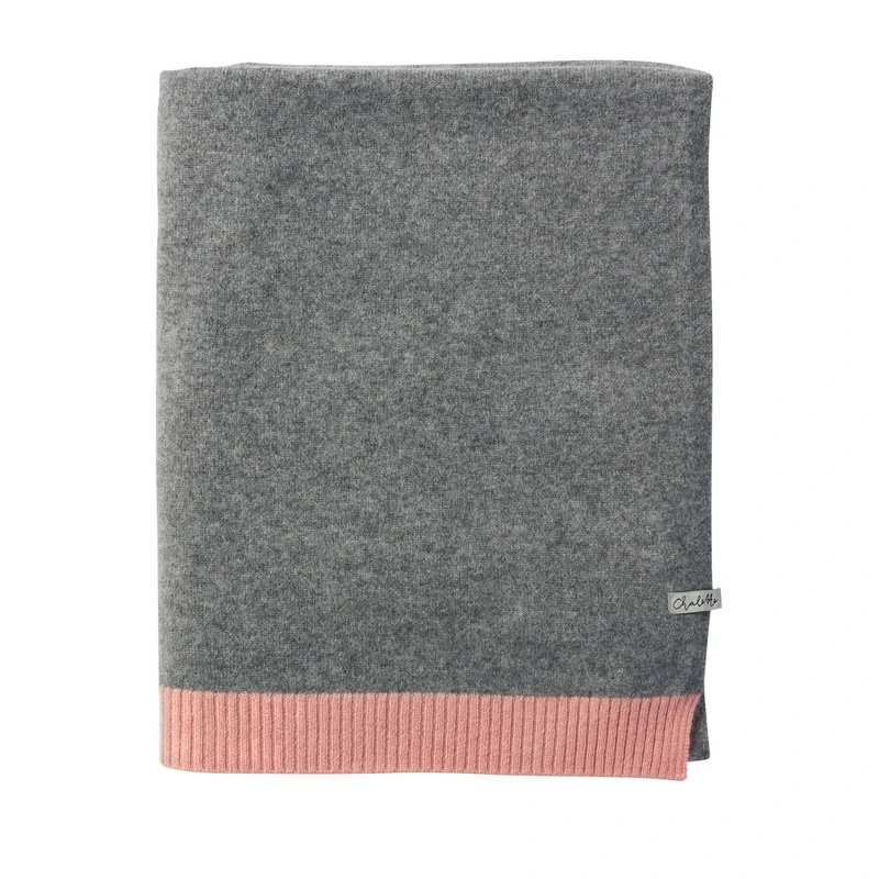 Baby blanket 'Zuckerwatte' | 100% cashmere | grey / pink | 102 x 105 cm