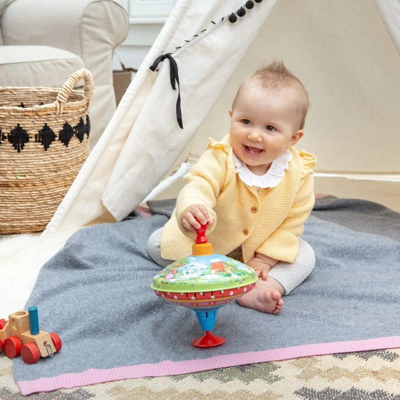 Baby blanket 'Zuckerwatte' | 100% cashmere | grey / pink | 102 x 105 cm