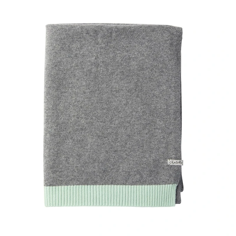 Baby blanket 'Zwergenwiese' | 100% cashmere | grey / light green | 102 x 105 cm
