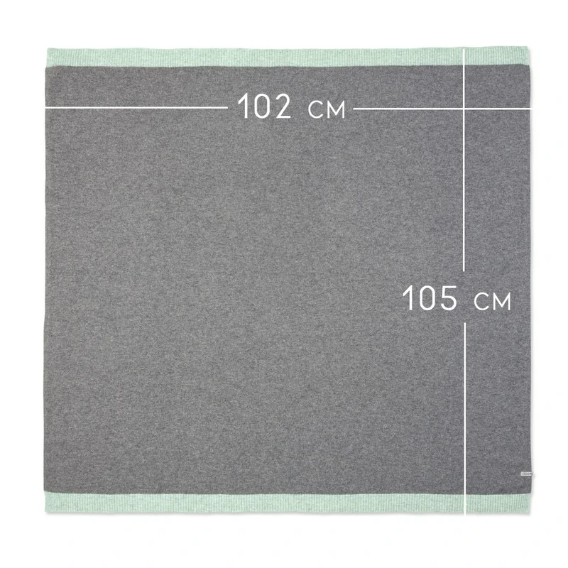 Babydecke 'Zwergenwiese' | 100% Kaschmir | grau / hellgrün | 102 x 105 cm