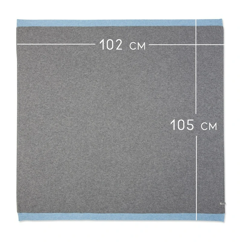Babydecke 'Himmelsstürmer' | 100% Kaschmir | grau / hellblau | 102 x 105 cm