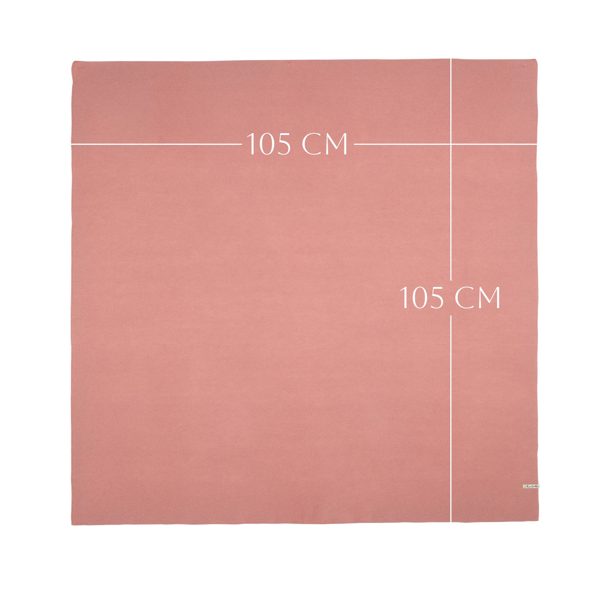 Babydecke von Chalette in rosa ausgebreitet, Maße 105 x 105 cm sichtbar dargestellt