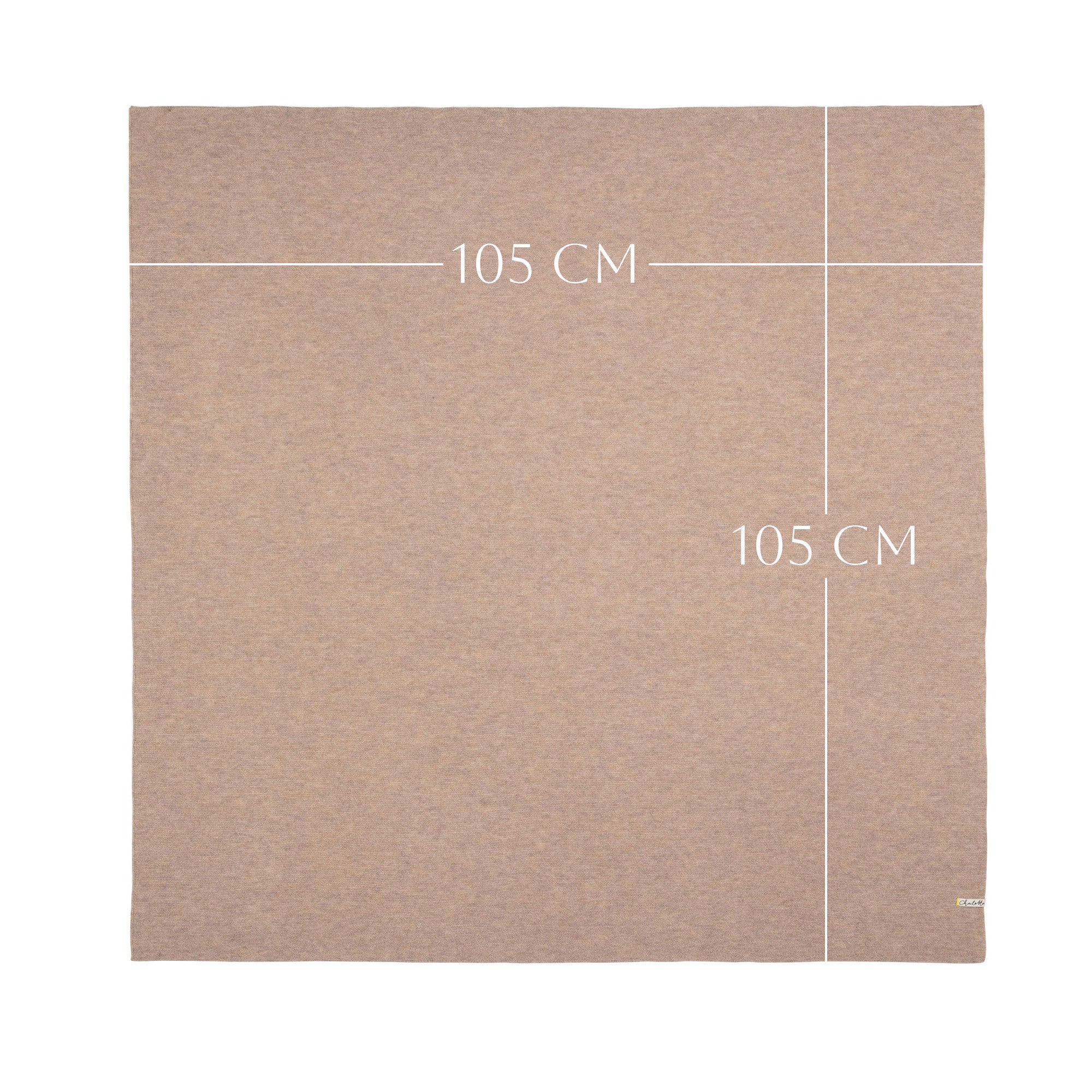 Babydecke von Chalette in beige ausgebreitet, Maße 105 x 105 cm sichtbar dargestellt