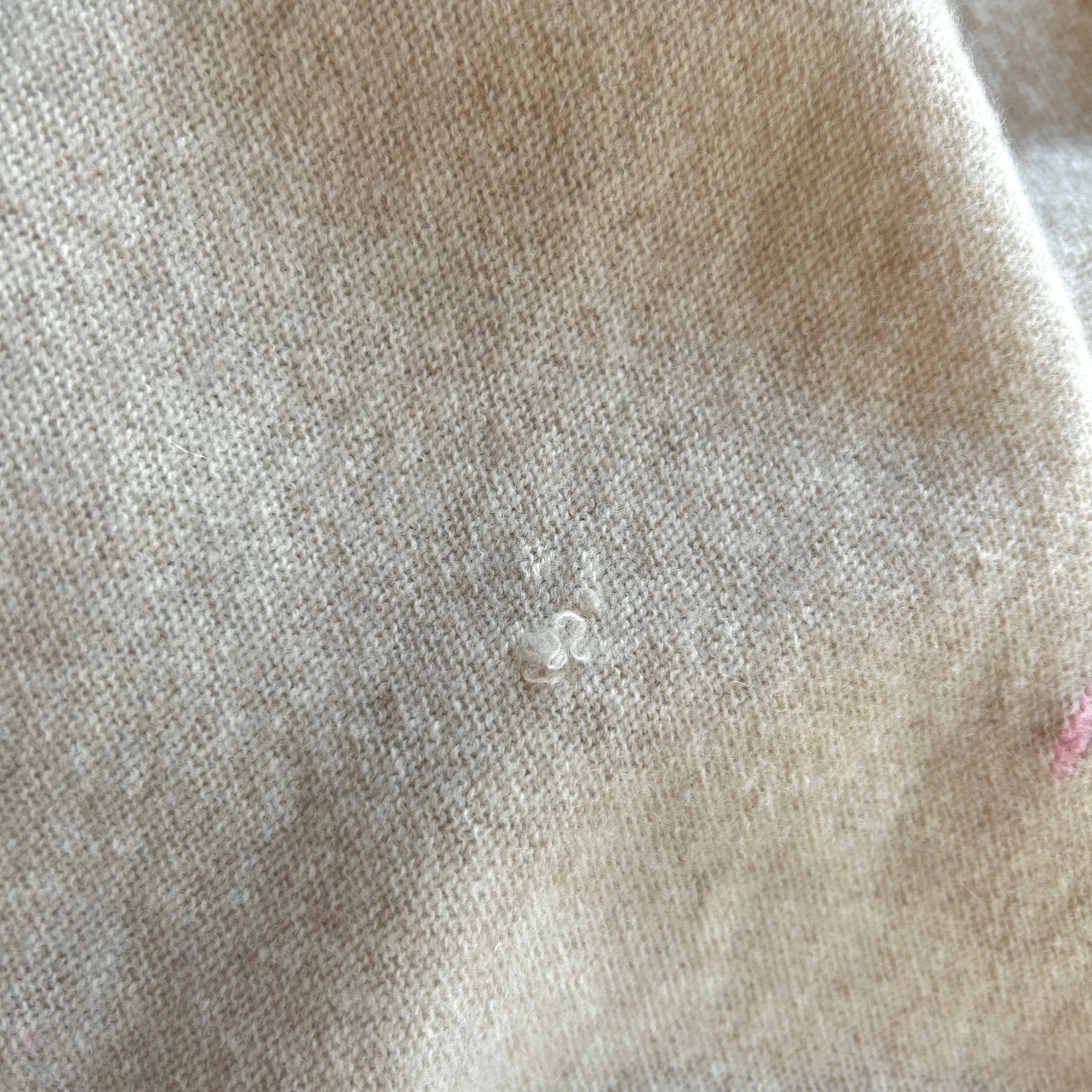OUTLET | Babydecke 'Lollipop' | 100% Kaschmir | beige / rosa | 102 x 105 cm | Stickfehler