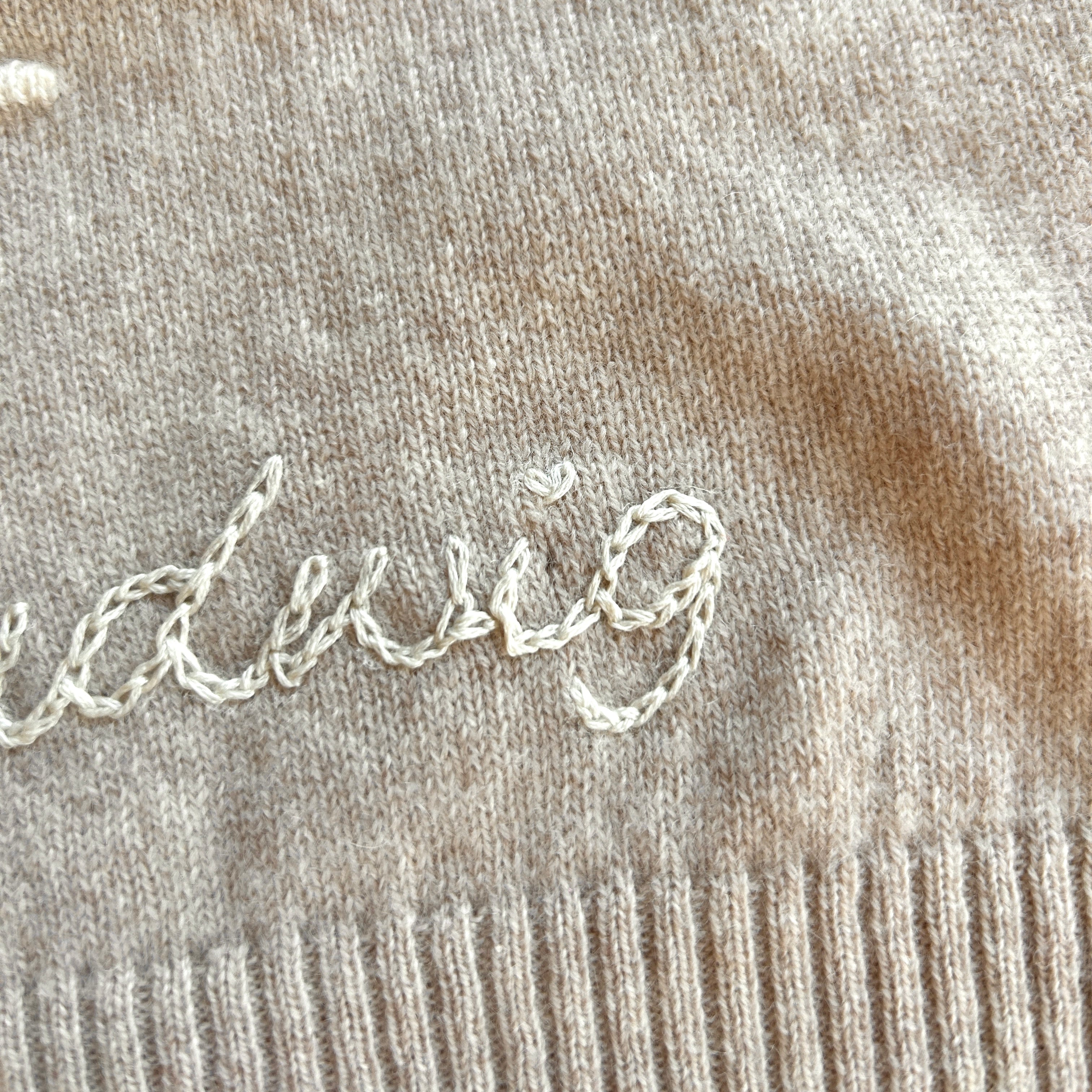 OUTLET | Babydecke 'Sternenstaub' | 100% Kaschmir | beige / off-white | 102 x 105 cm | "Ludwig" & kleines Loch