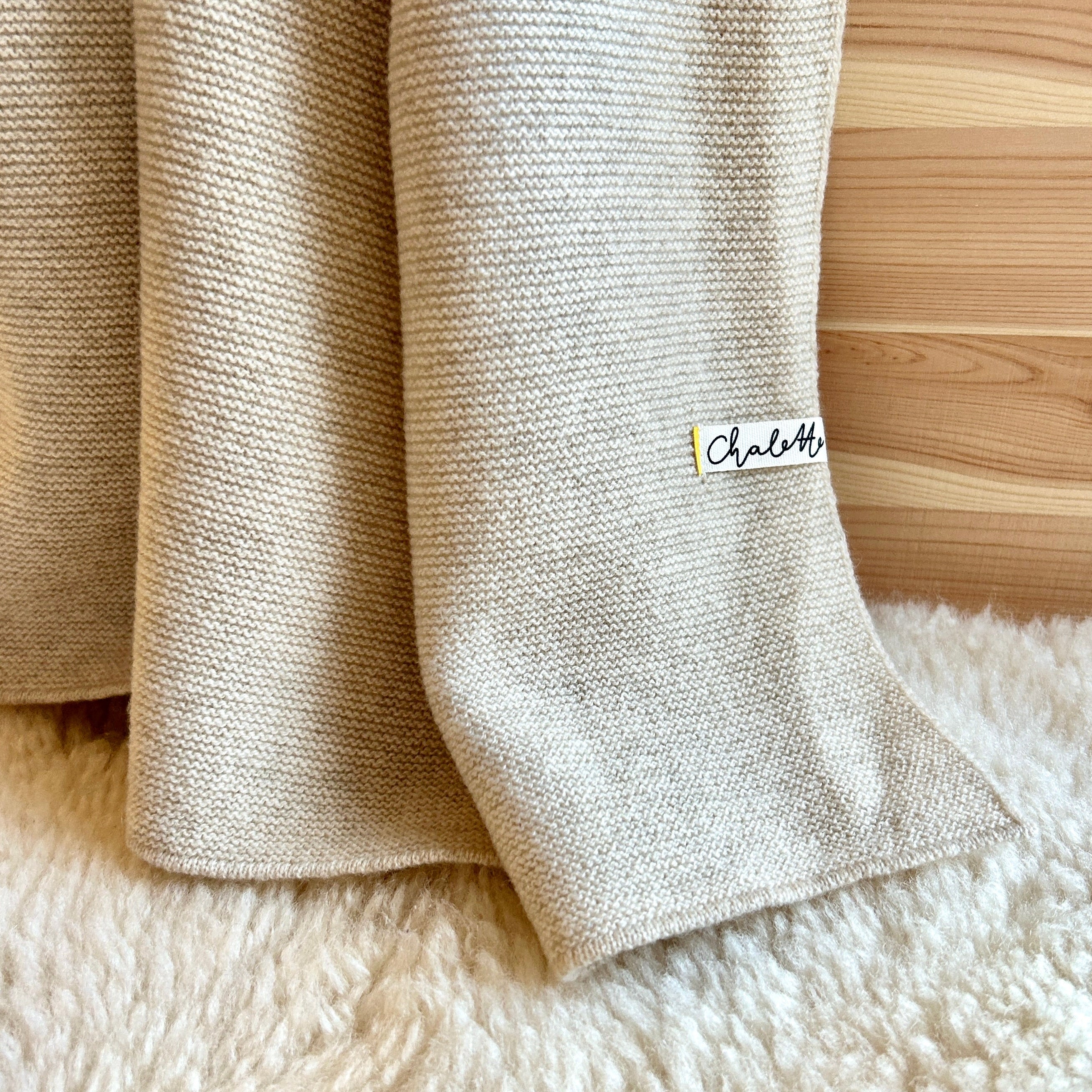 Chalette Babydecke Merinowolle Kaschmir hellbeige