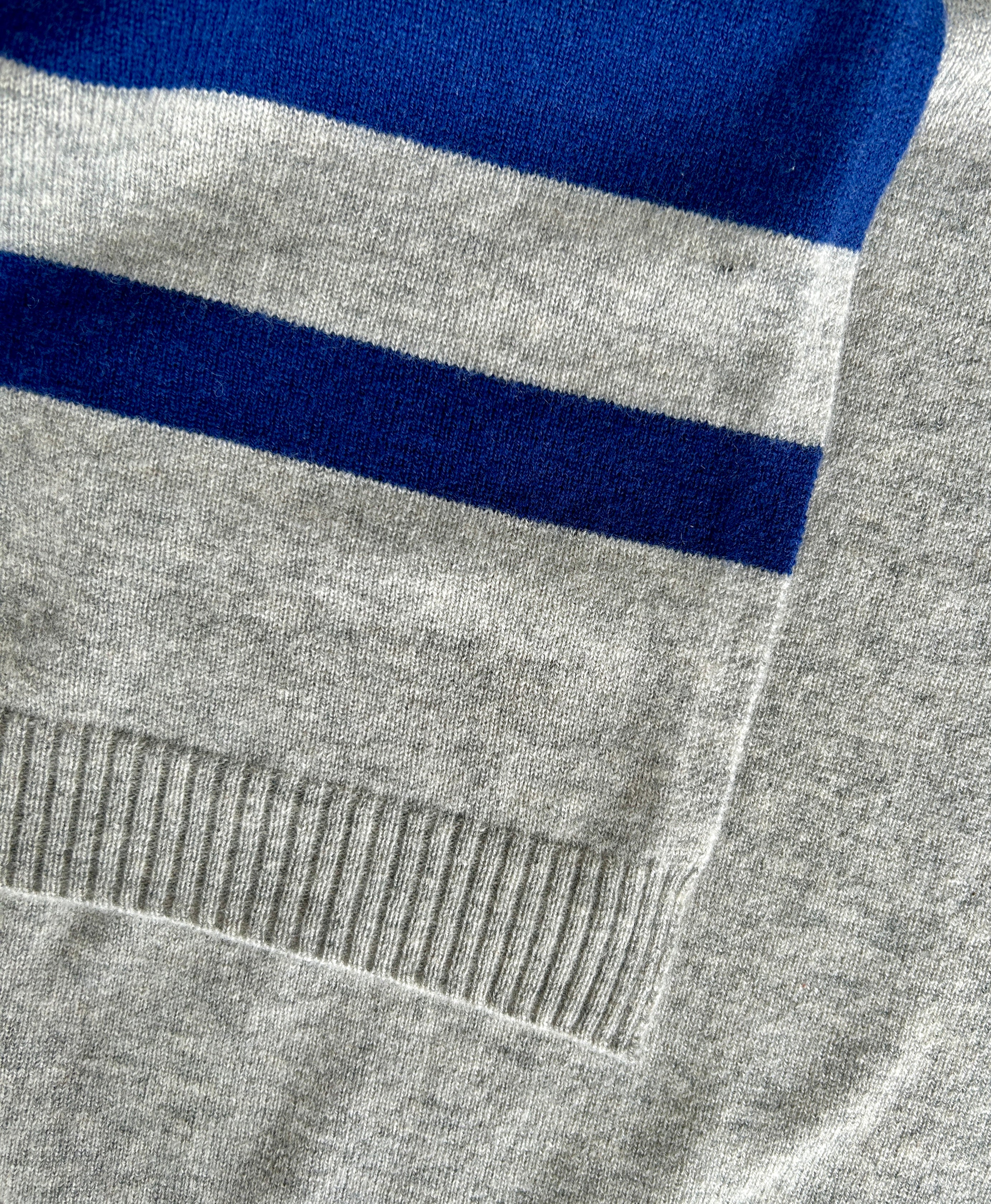 OUTLET | Baby Blanket 'Seemannsgarn' | Light Grey/Navy Blue | 102 x 105 cm "Maximilian"