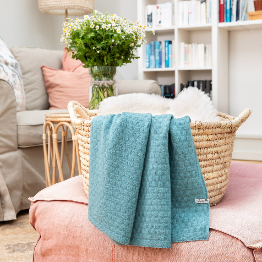 Baby blanket 'Waldsee' | 100% cashmere | petrol | 102 x 105 cm