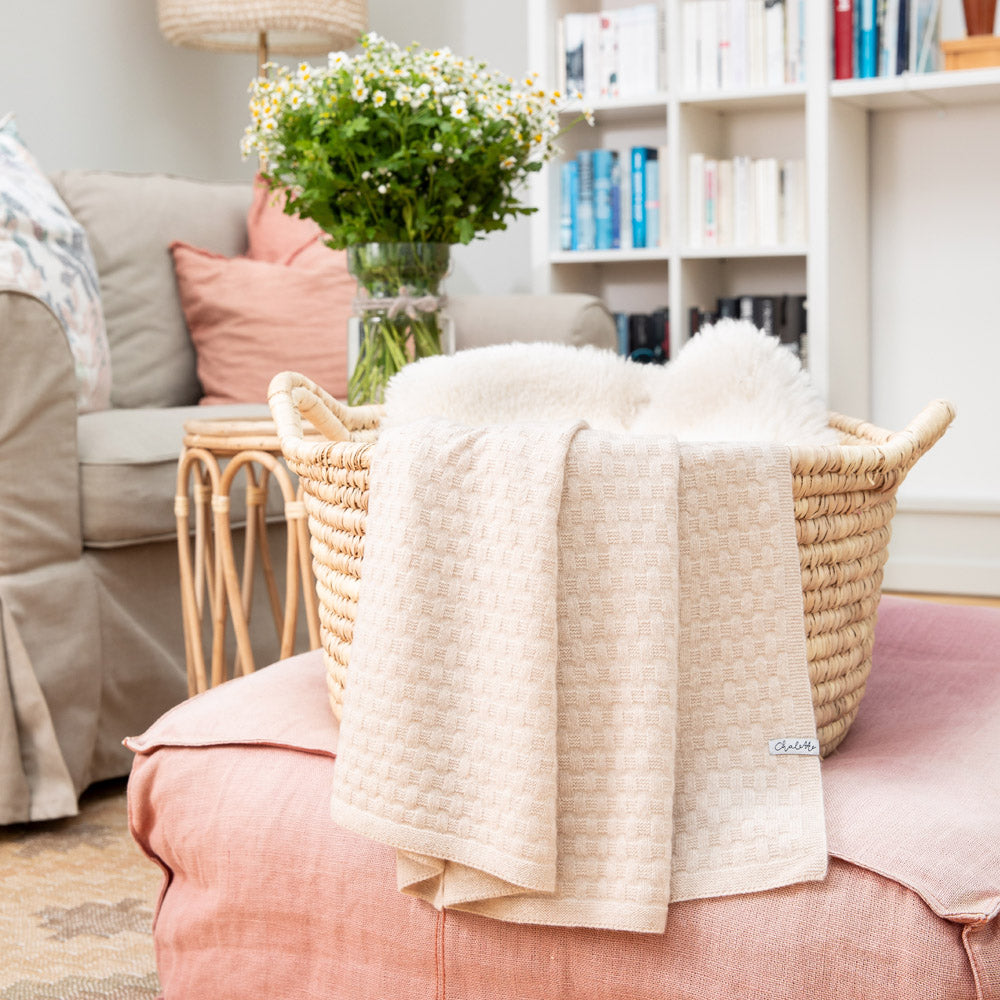 Baby Blanket 'Dünensand' | 100% Cashmere | Mottled Beige | 102 x 105 cm