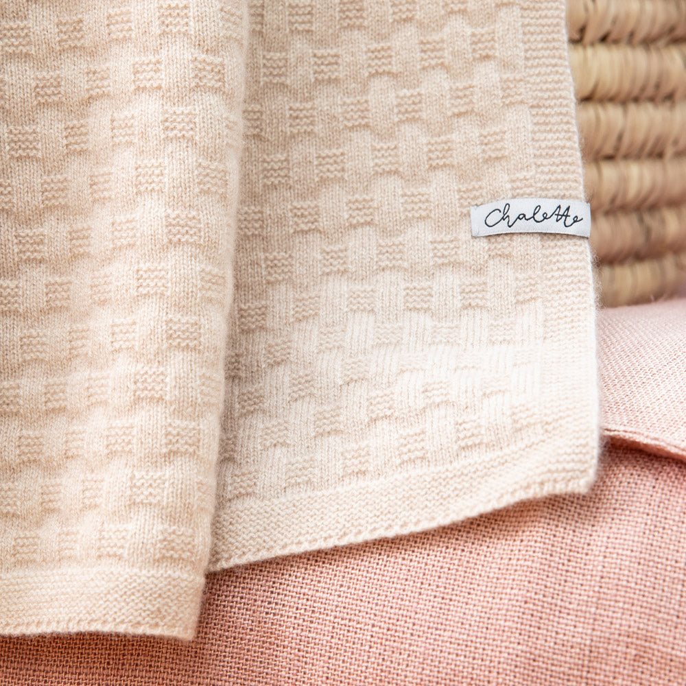 Baby Blanket 'Dünensand' | 100% Cashmere | Mottled Beige | 102 x 105 cm