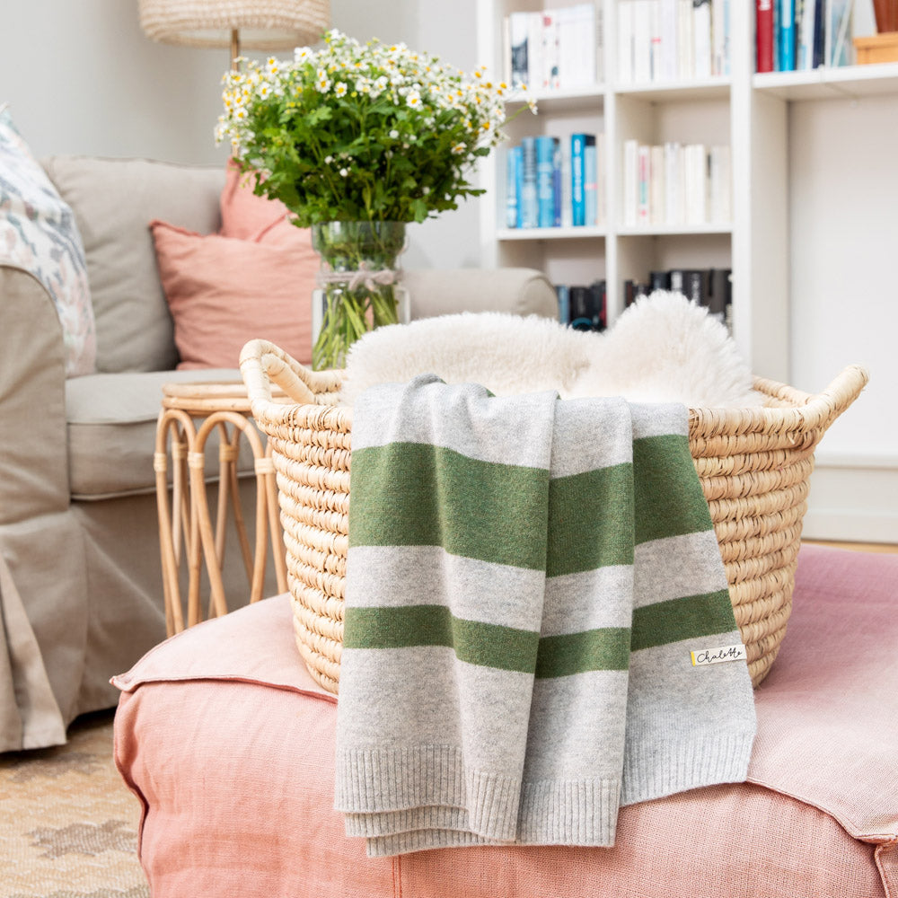 Super soft baby blanket 'Waldgeister' | light grey / forest green | 102 x 105 cm