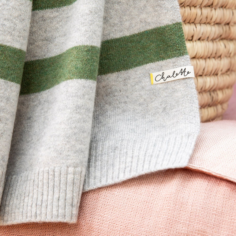 Super soft baby blanket 'Waldgeister' | light grey / forest green | 102 x 105 cm