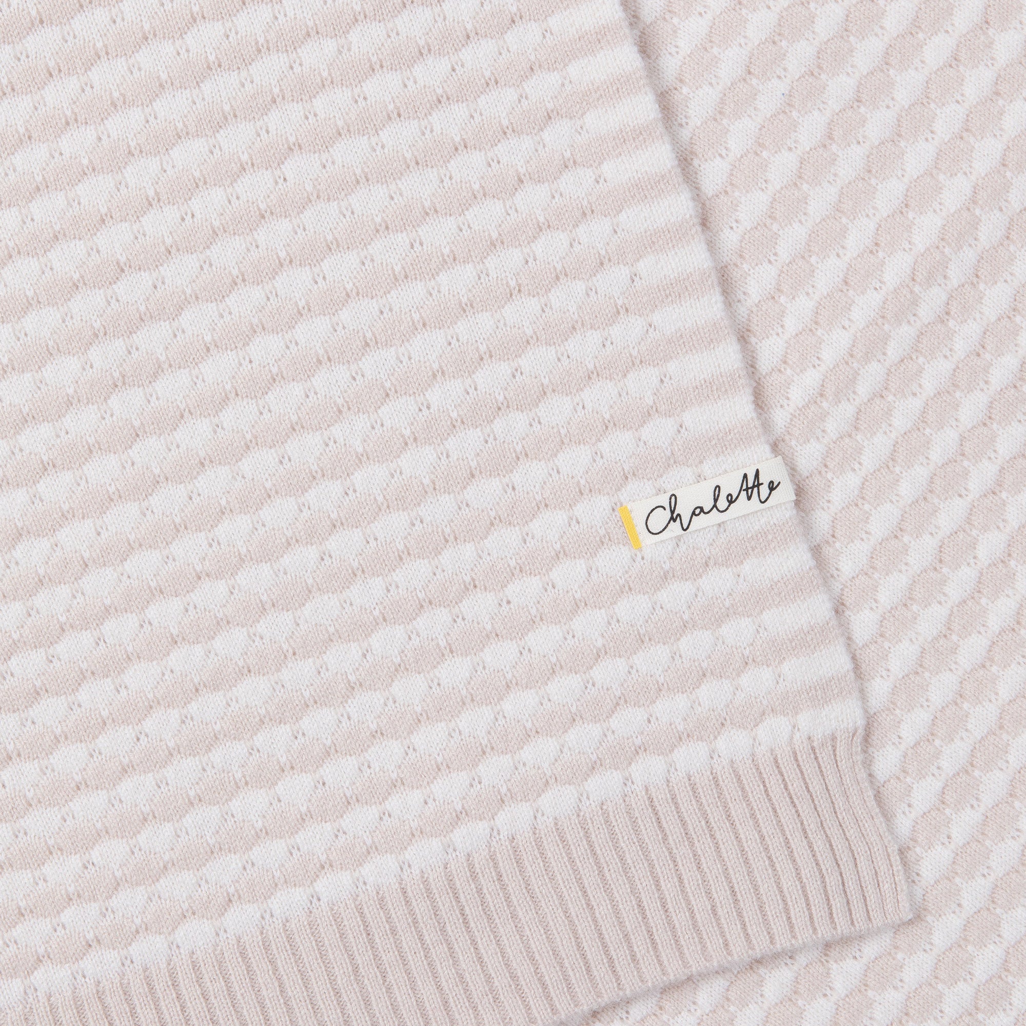 Chalette Babydecke Merinowolle Kaschmir beige weiß Bubbles 100x100 cm