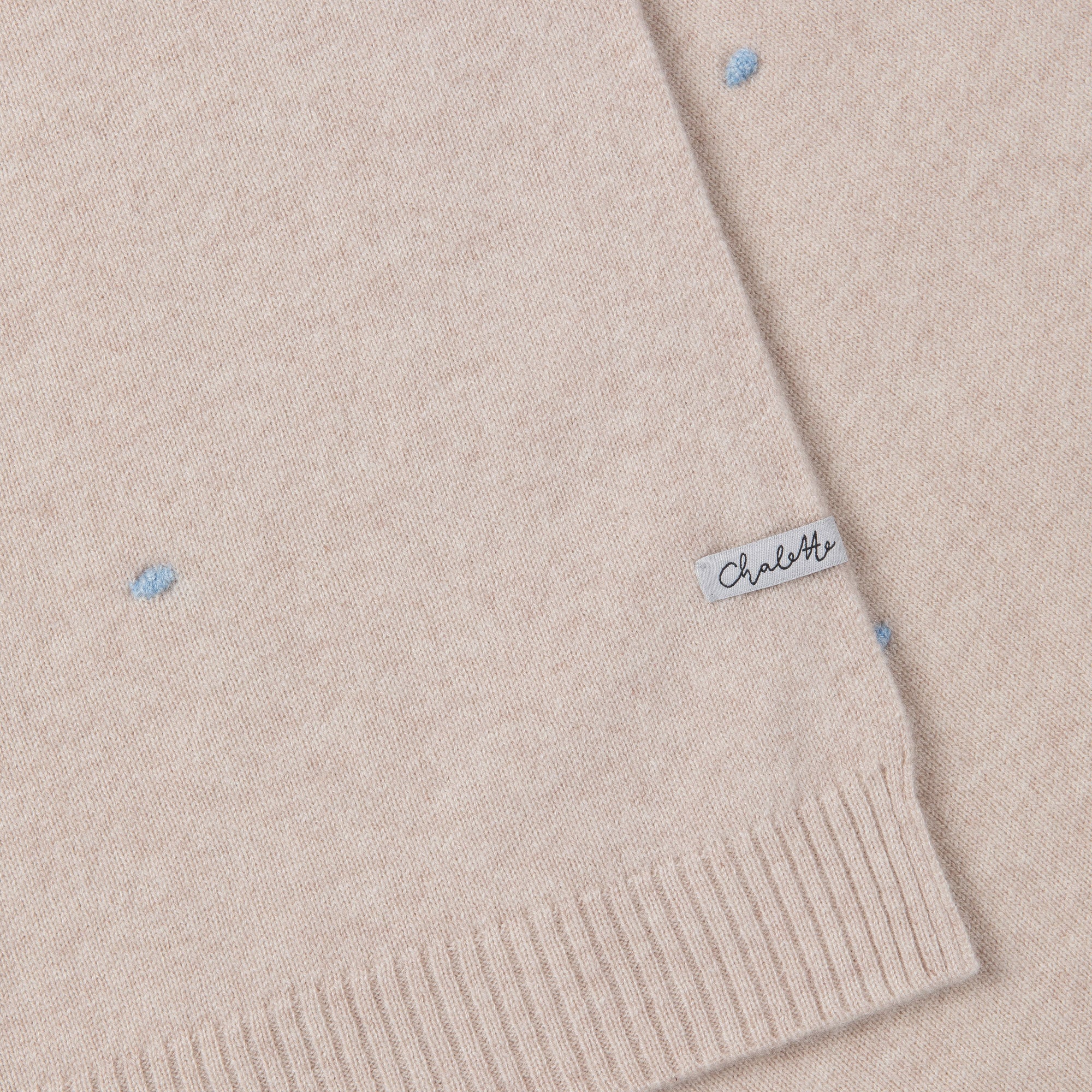 Baby blanket 'Wolkensteiger' | 100% cashmere | beige / light blue | 102 x 105 cm