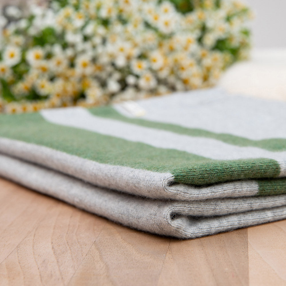 Super soft baby blanket 'Waldgeister' | light grey / forest green | 102 x 105 cm