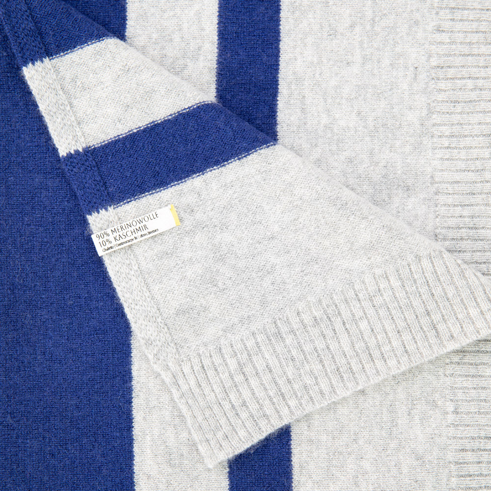 Super-soft baby blanket 'Seemannsgarn' | light grey / navy | 102 x 105 cm