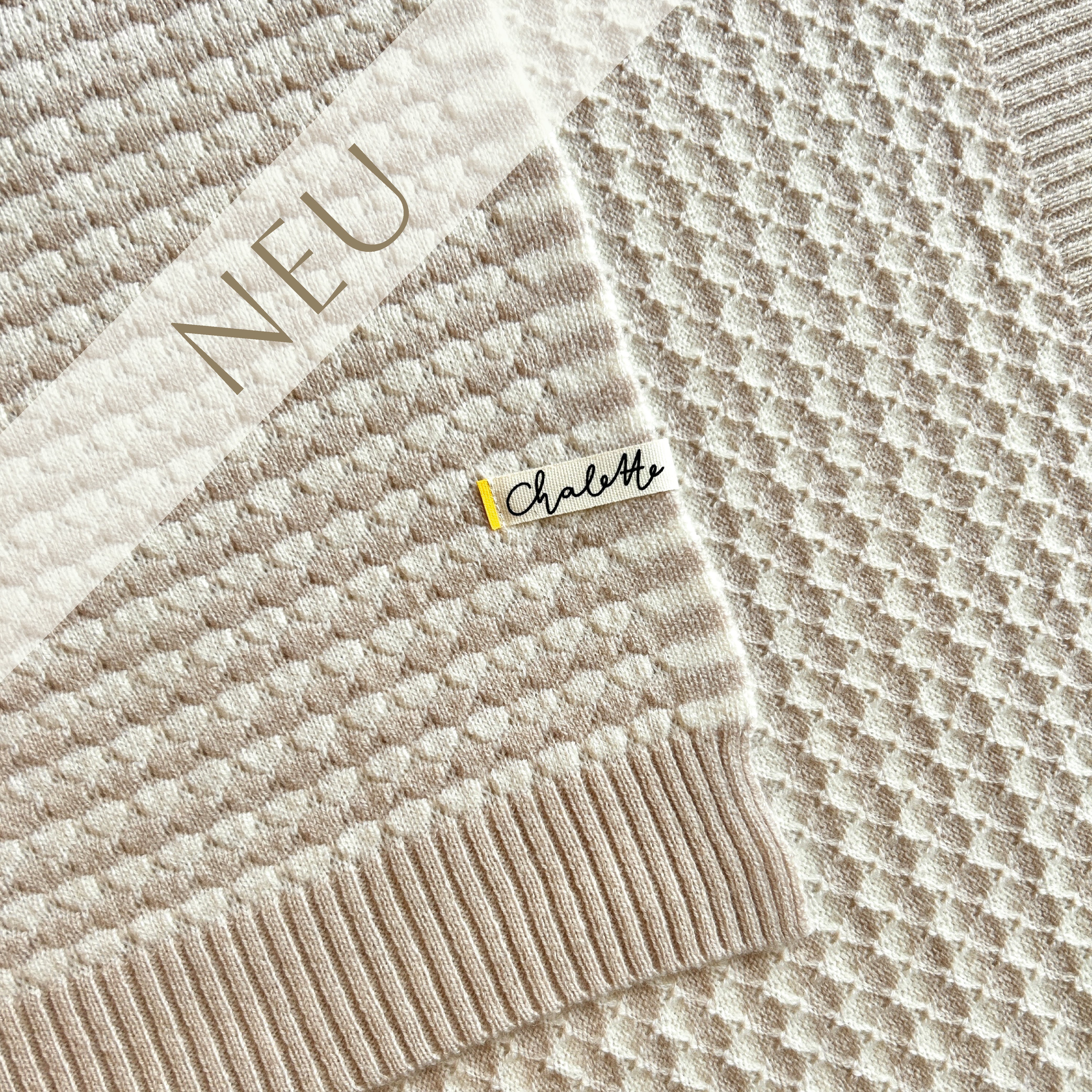 Babydecke Kaschmir Merinowolle beige offwhite Bläschen Bubbles Chalette