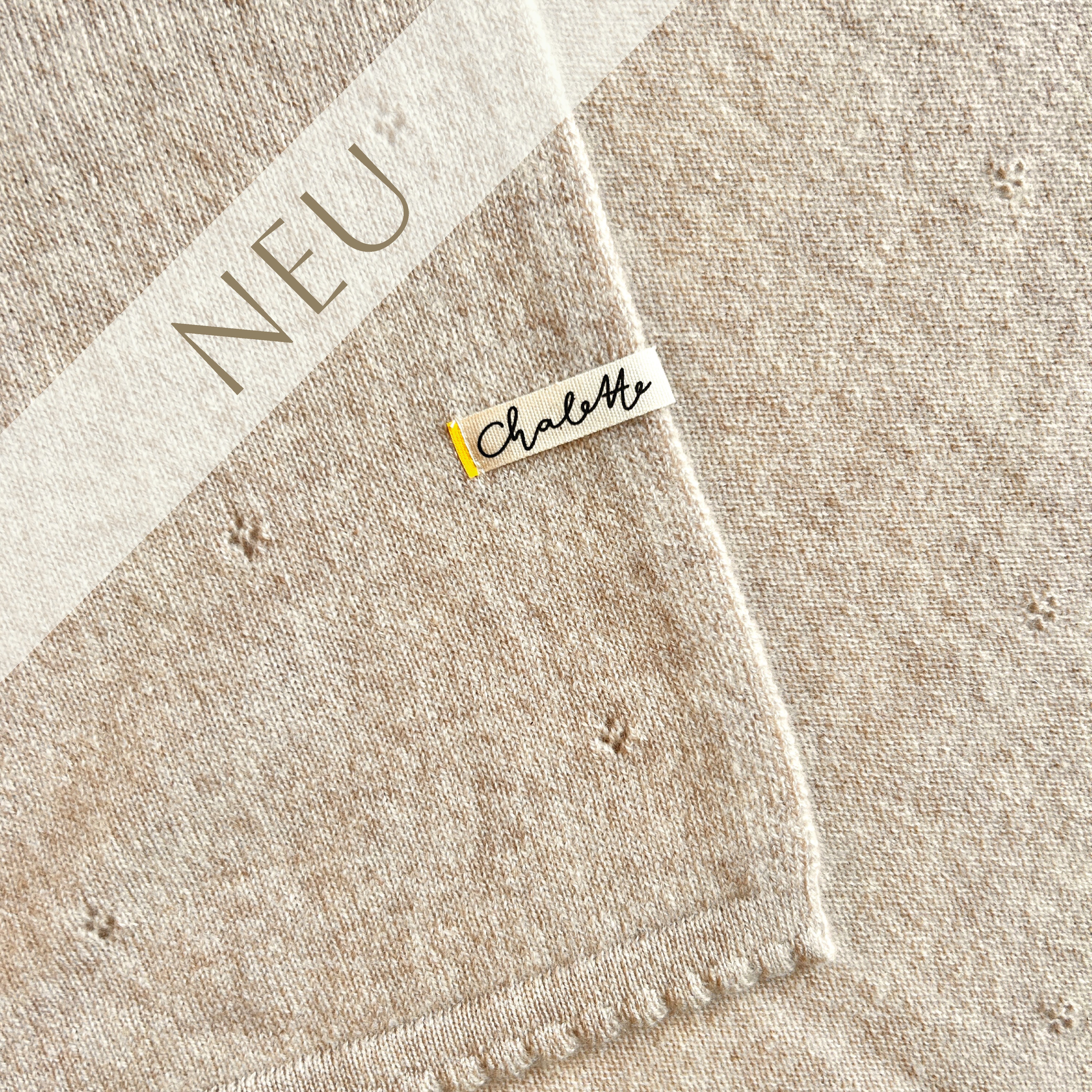 Babydecke Kaschmir beige Wellenkante romantisch Chalette