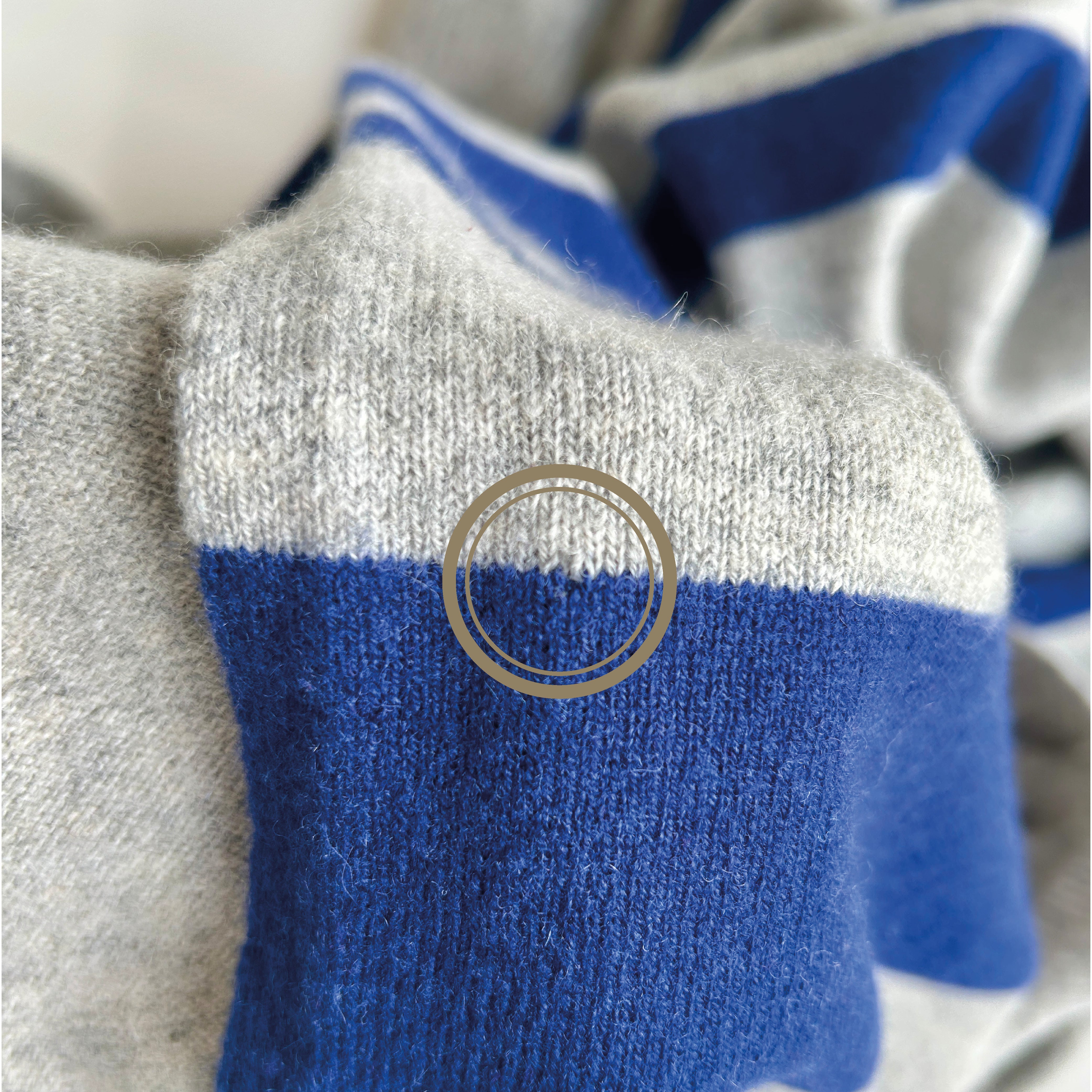 OUTLET | Baby Blanket 'Seemannsgarn' | Light Grey/Navy Blue | 102 x 105 cm "Maximilian"