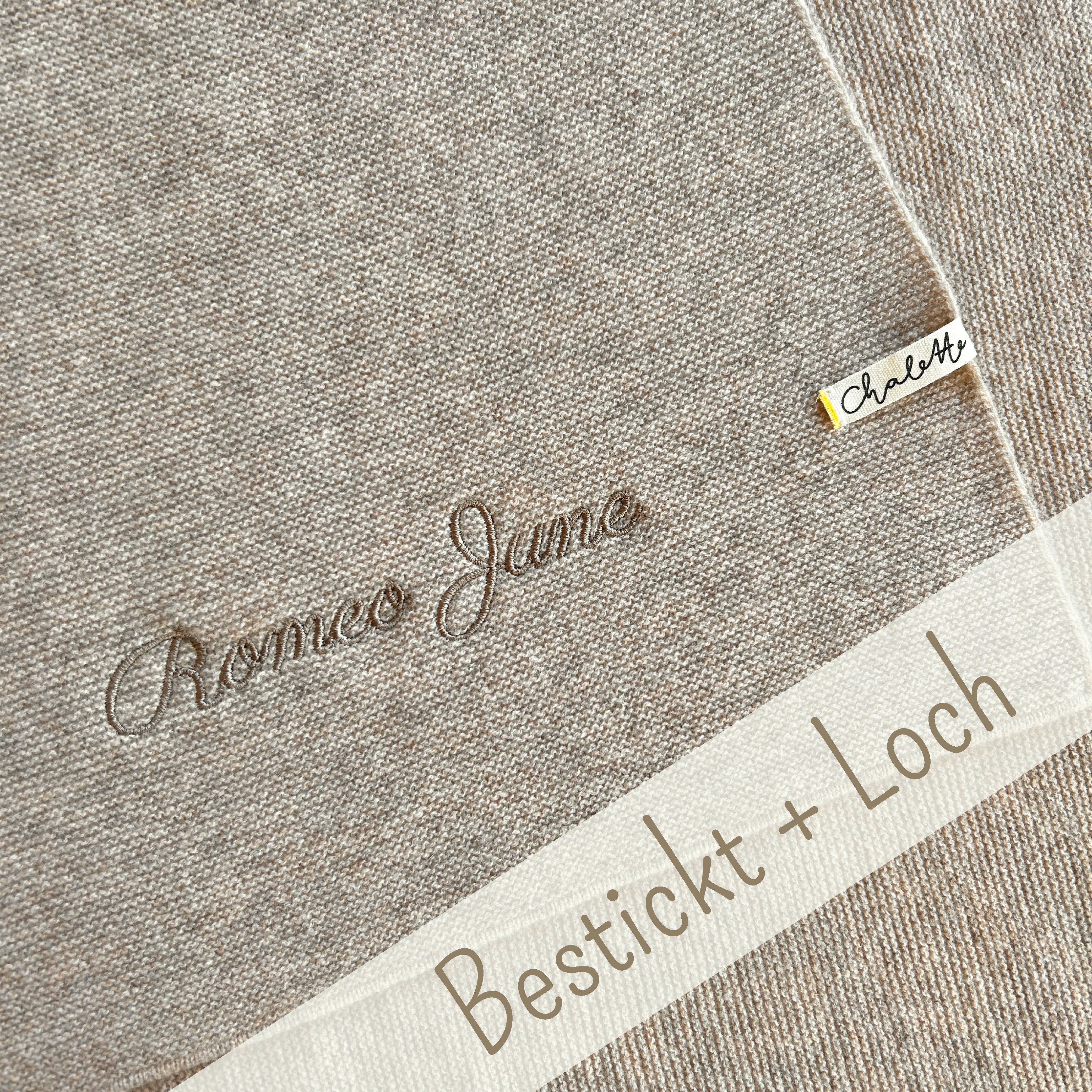 OUTLET | Superweiche Babydecke 'Sandmann' | beige | 105 x 105 cm | "Romeo June" & kleines Loch