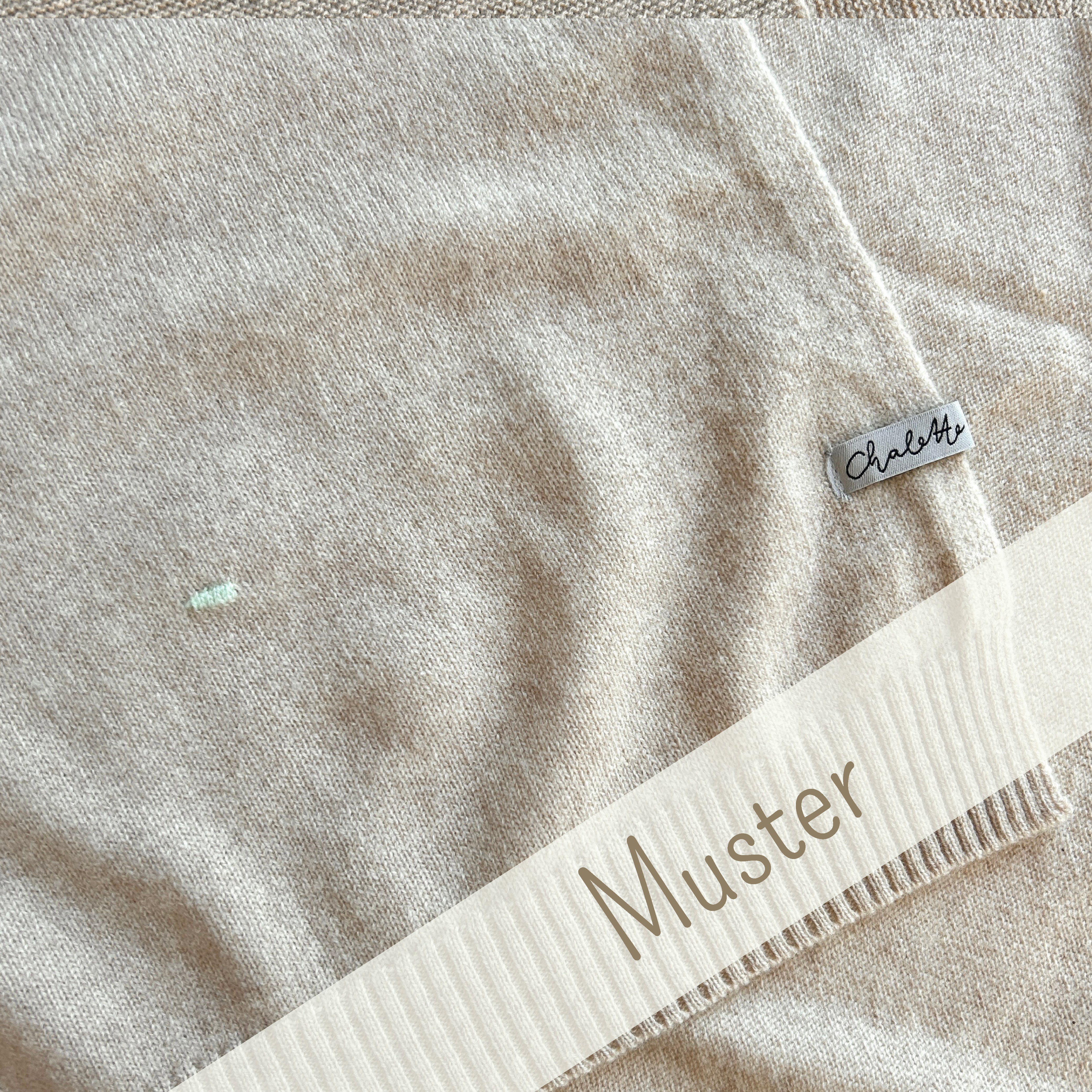 OUTLET | Babydecke 'Konfetti' | 100% Kaschmir | beige / mintgrün | 102 x 105 cm | kleine Strickfehler