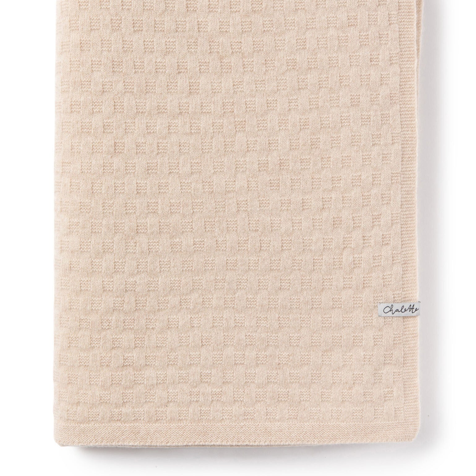 Gefaltete Babydecke mit strukturiertem Waffelmuster Beige, mit Chalette-Etikett