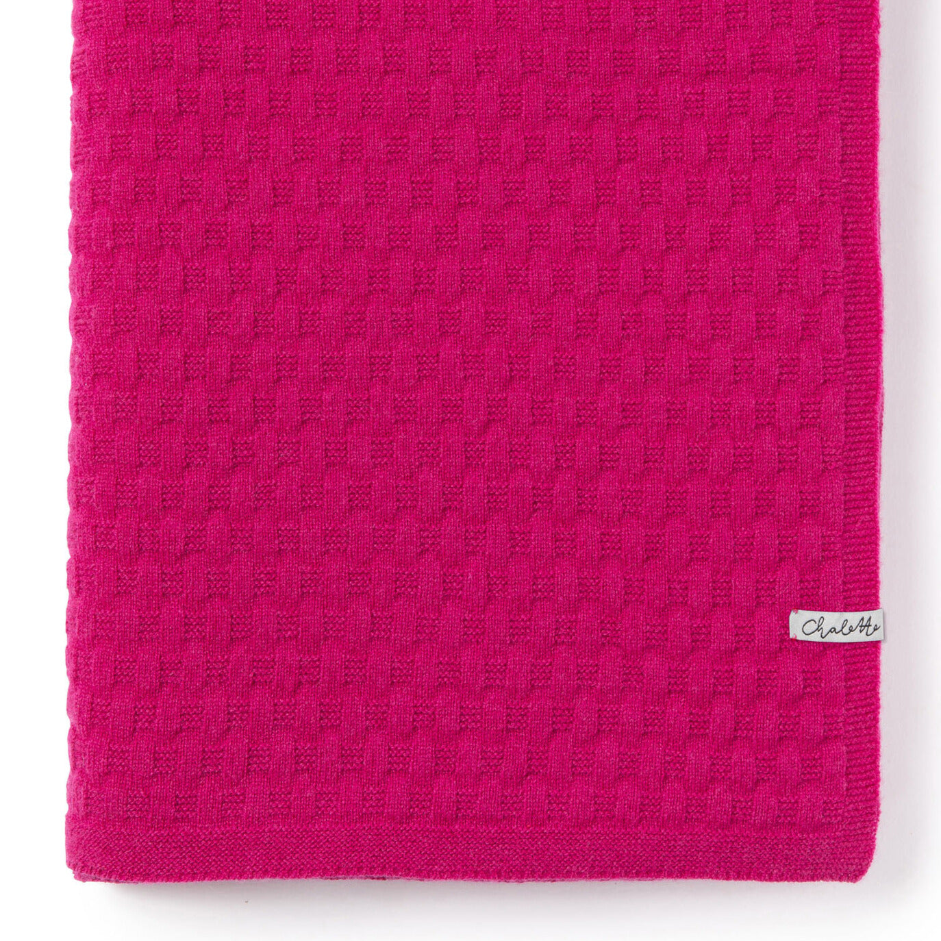 Gefaltete Babydecke mit strukturiertem Waffelmuster Pink, mit Chalette-Etikett