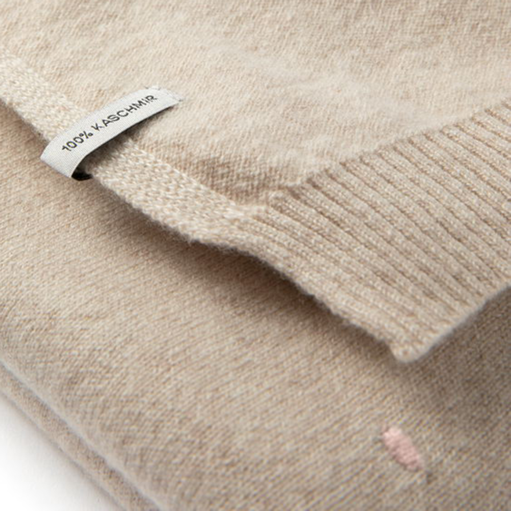 OUTLET | Babydecke 'Lollipop' | 100% Kaschmir | beige / rosa | 102 x 105 cm | Stickfehler