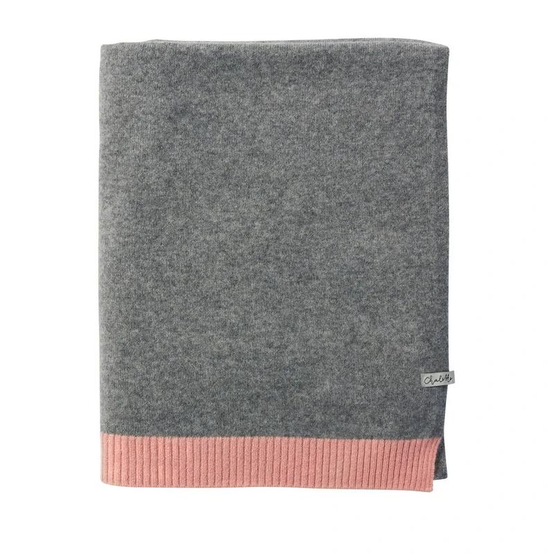 Cashmere blanket 'Zuckerwatte' gray / pink