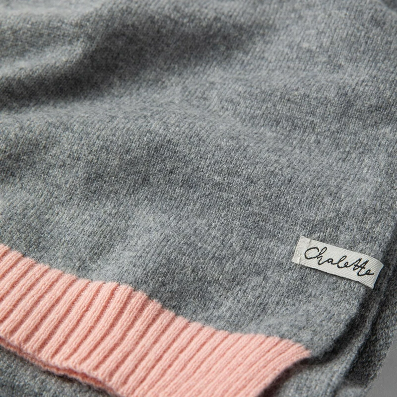 Baby blanket 'Zuckerwatte' | 100% cashmere | grey / pink | 102 x 105 cm