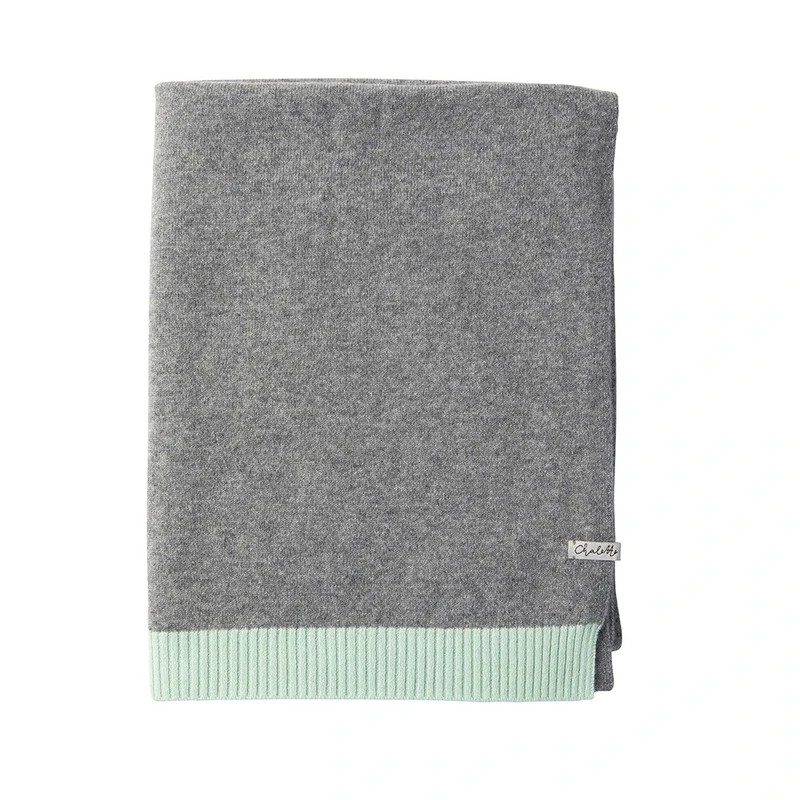 Cashmere blanket 'Zwergenwiese' gray / light green