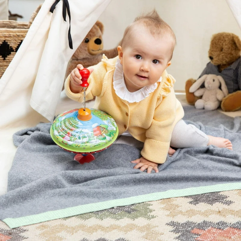 Baby blanket 'Zwergenwiese' | 100% cashmere | grey / light green | 102 x 105 cm