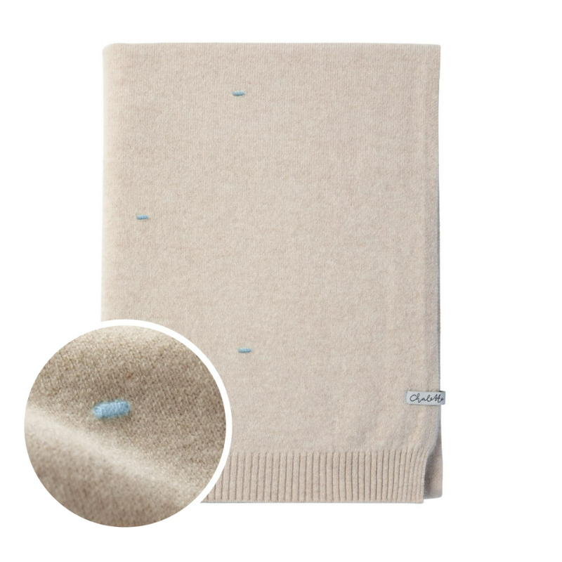 Cashmere blanket 'Wolkensteiger' beige / light blue