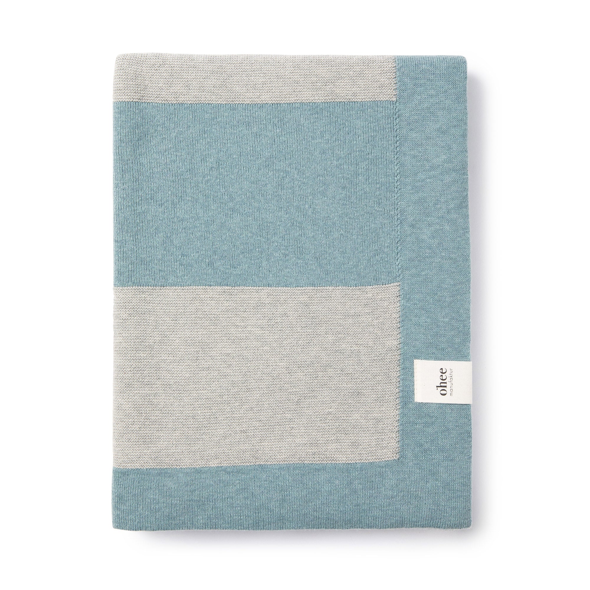 Babydecke Chalette x ohee manufaktur | 'Seebrise' | 100% Baumwolle | hellgrau / hellblau | 104 x 104 cm