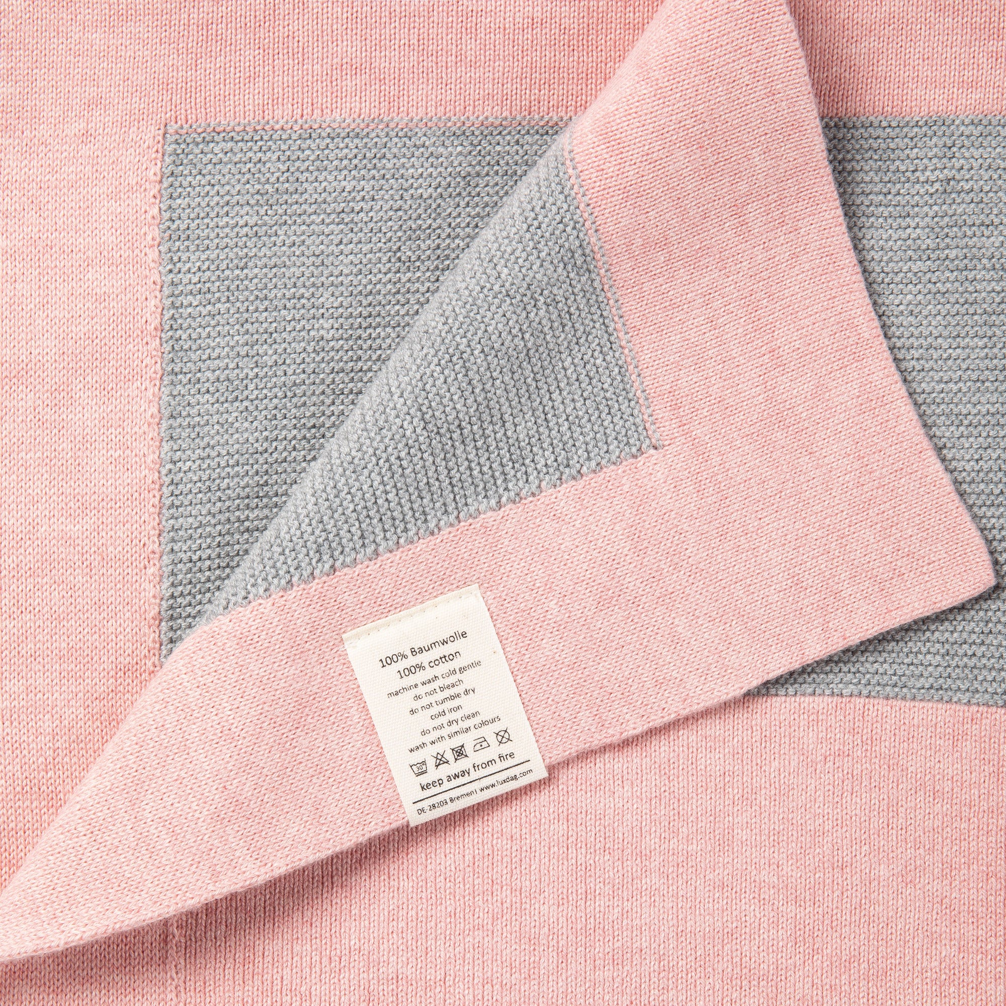 Babydecke Chalette x ohee manufaktur | 'Windrose' | 100% Baumwolle | hellgrau / rosa | 104 x 104 cm
