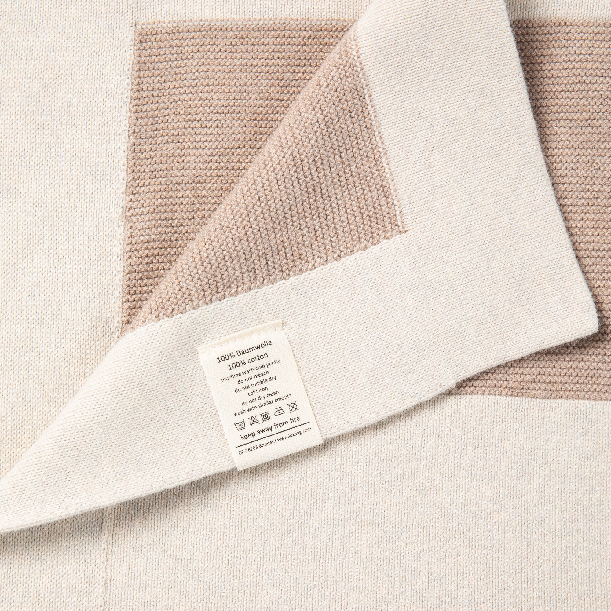 Babydecke Chalette x ohee manufaktur | 'Windspiel' | 100% Baumwolle | beige / cremeweiß | 104 x 104 cm