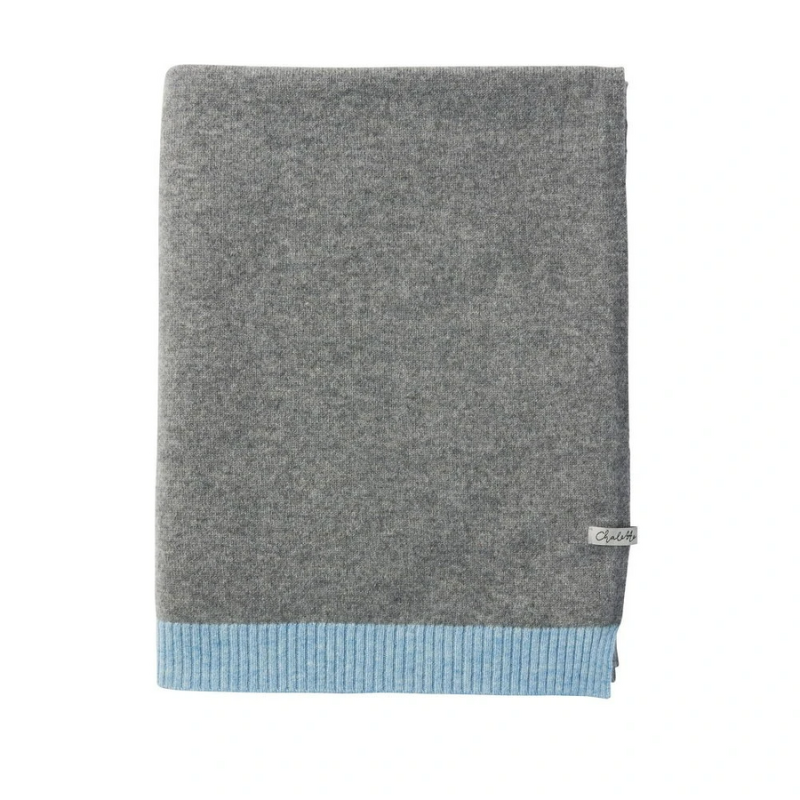 Cashmere blanket 'Himmelsstürmer' gray / light blue