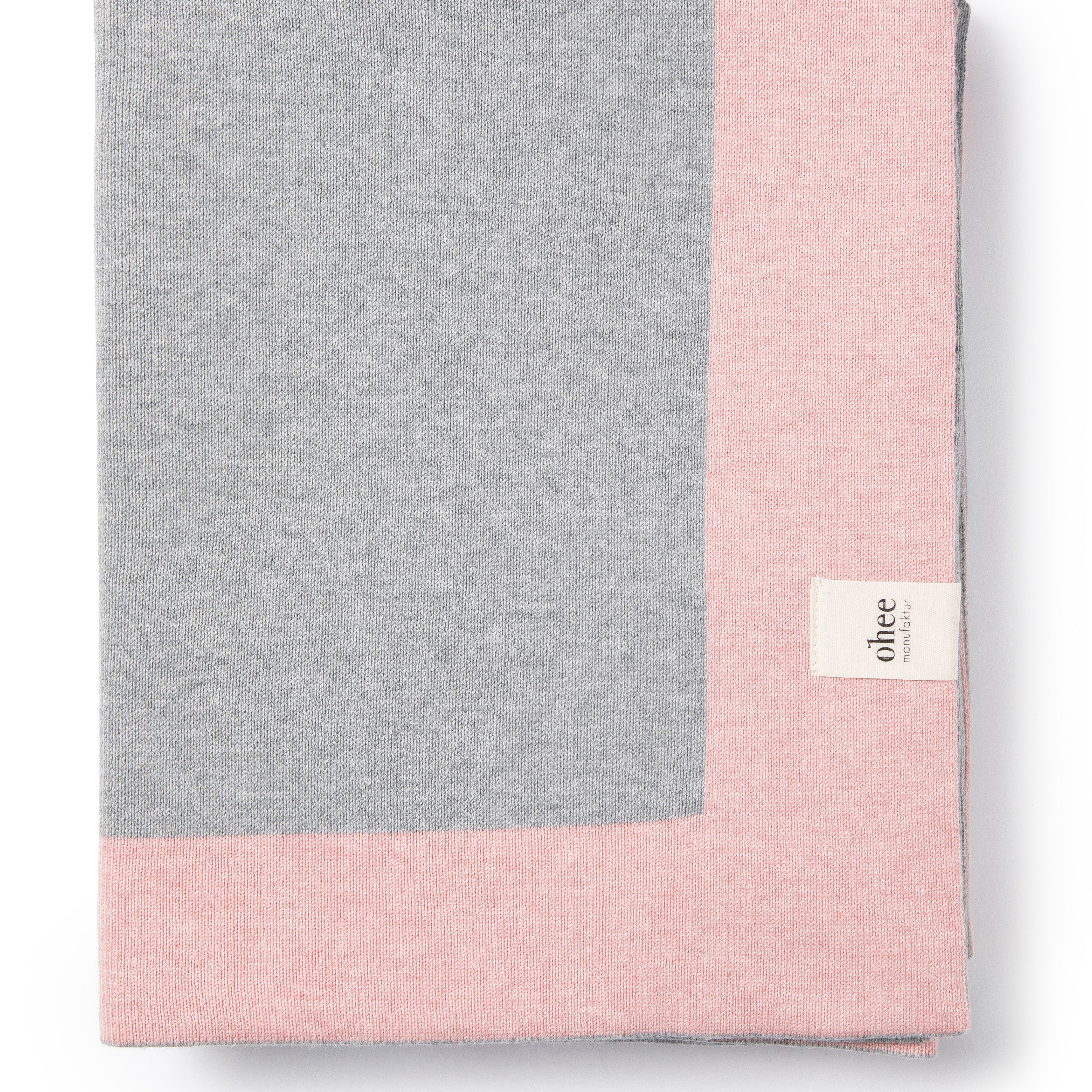 Babydecke Chalette x ohee manufaktur | 'Traumzauber' | 100% Baumwolle | hellgrau / rosa | 104 x 104 cm