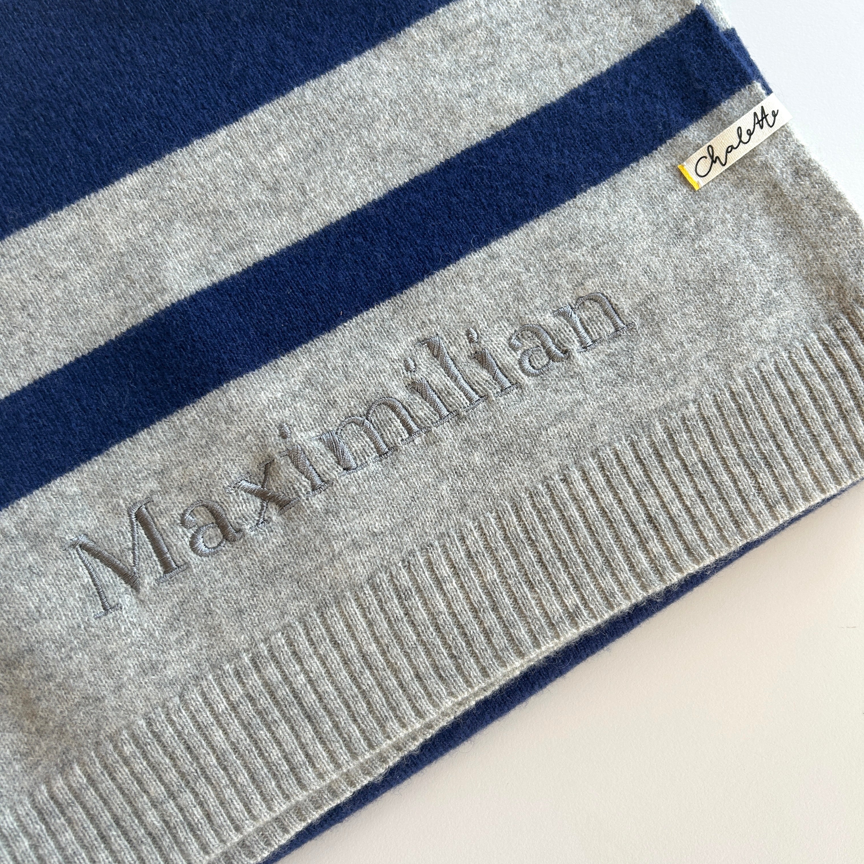 OUTLET | Babydecke 'Seemannsgarn' | hellgrau/ marine | 102 x 105 cm "Maximilian"