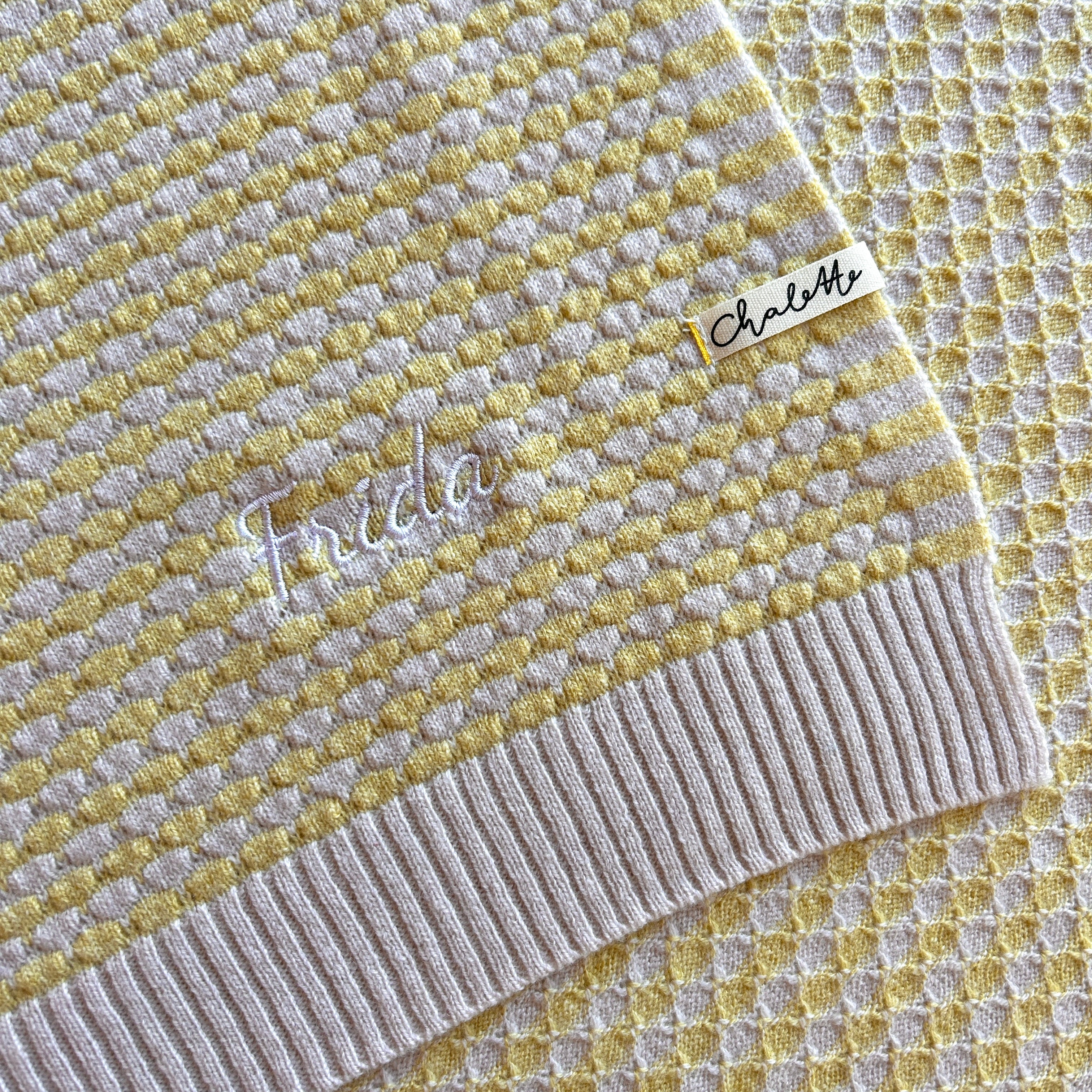 OUTLET | Superweiche Babydecke 'Sonnenblume' | beige/zitronengelb | 102 x 105 cm | "Frida"