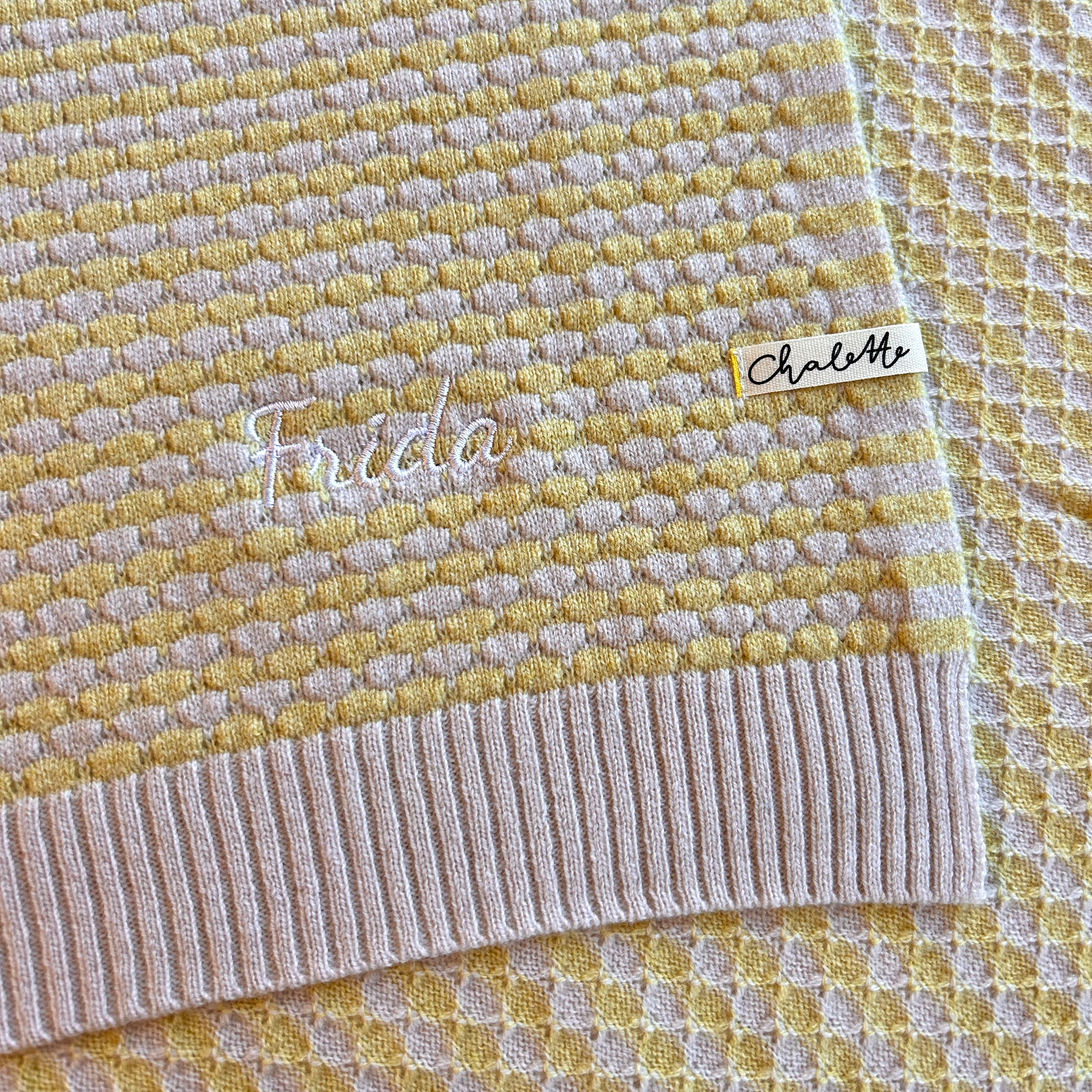 OUTLET | Superweiche Babydecke 'Sonnenblume' | beige/zitronengelb | 102 x 105 cm | "Frida"