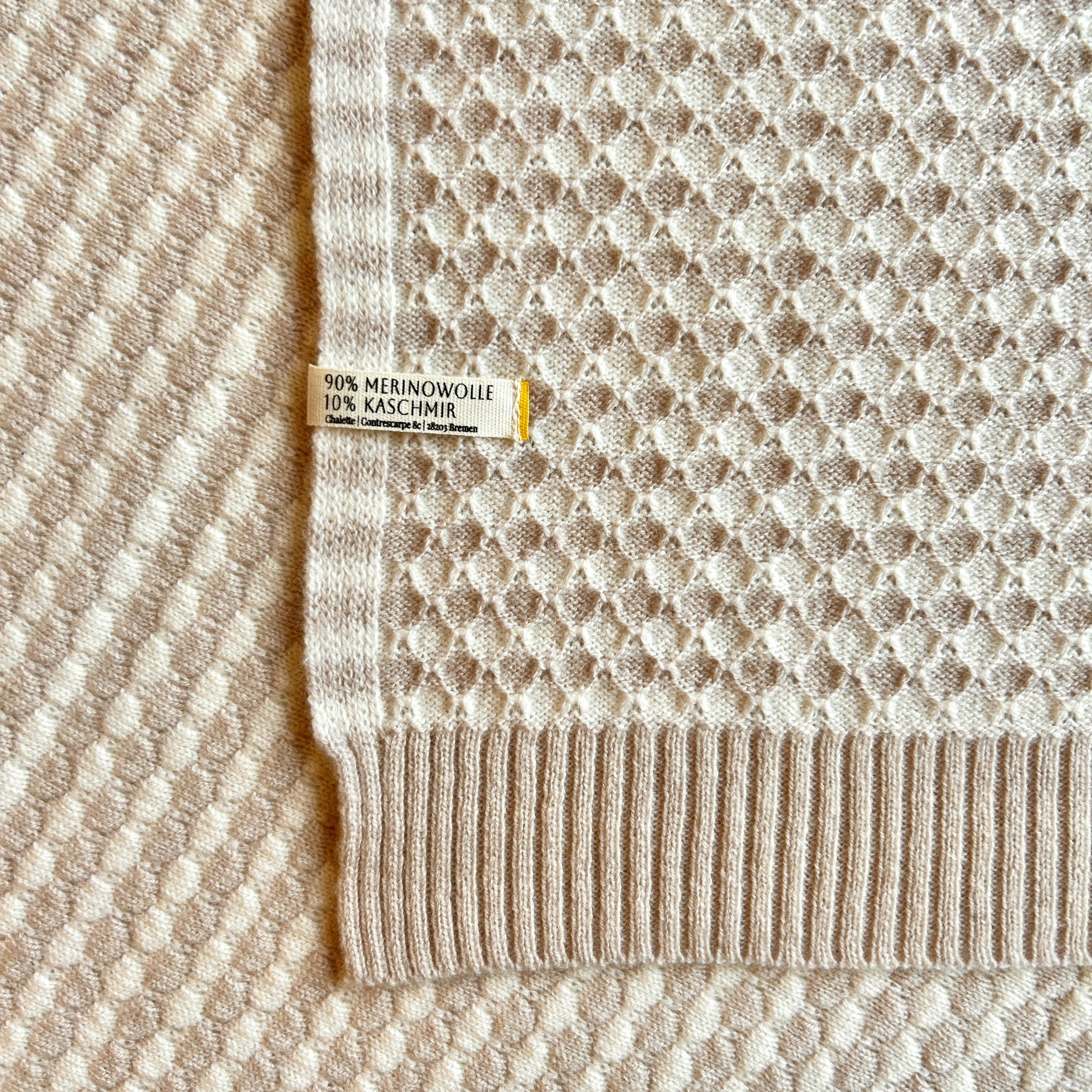 Chalette Babydecke beige offwhite Merinowolle Kaschmir