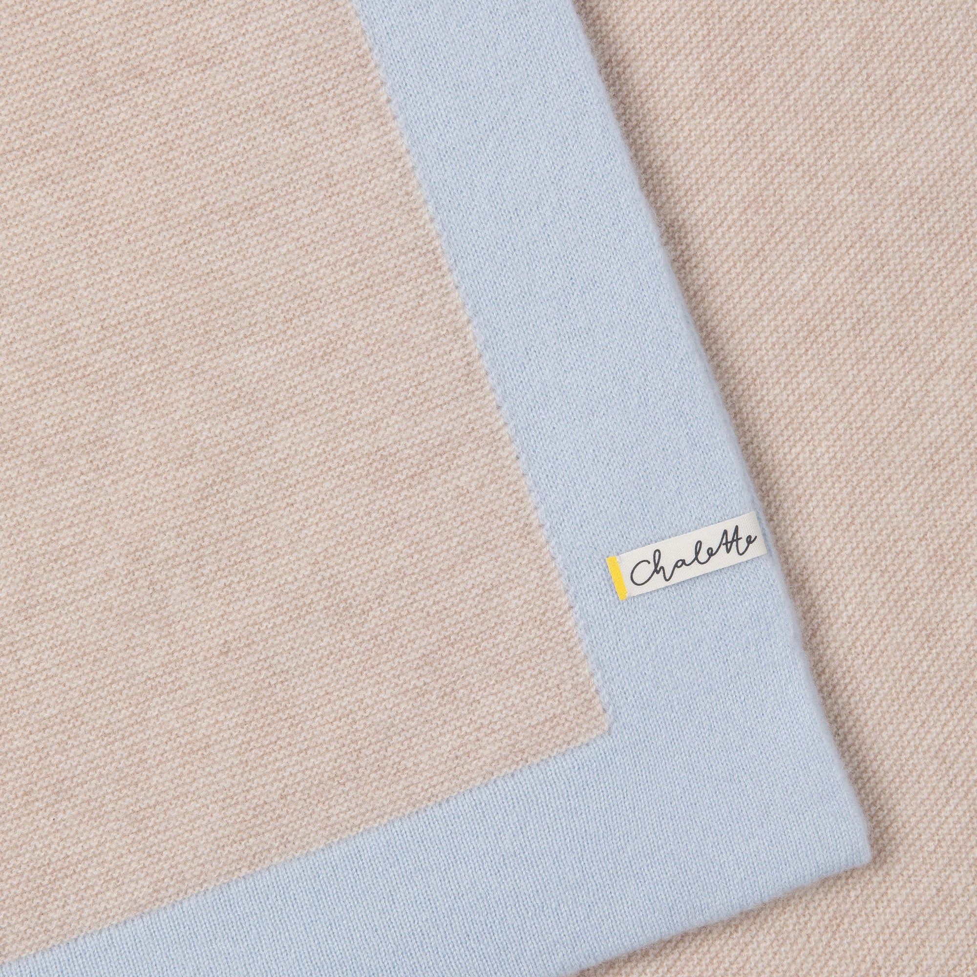 Baby blanket 'Meeresrauschen' | 100% cashmere | light beige / light blue | 105 x 105 cm