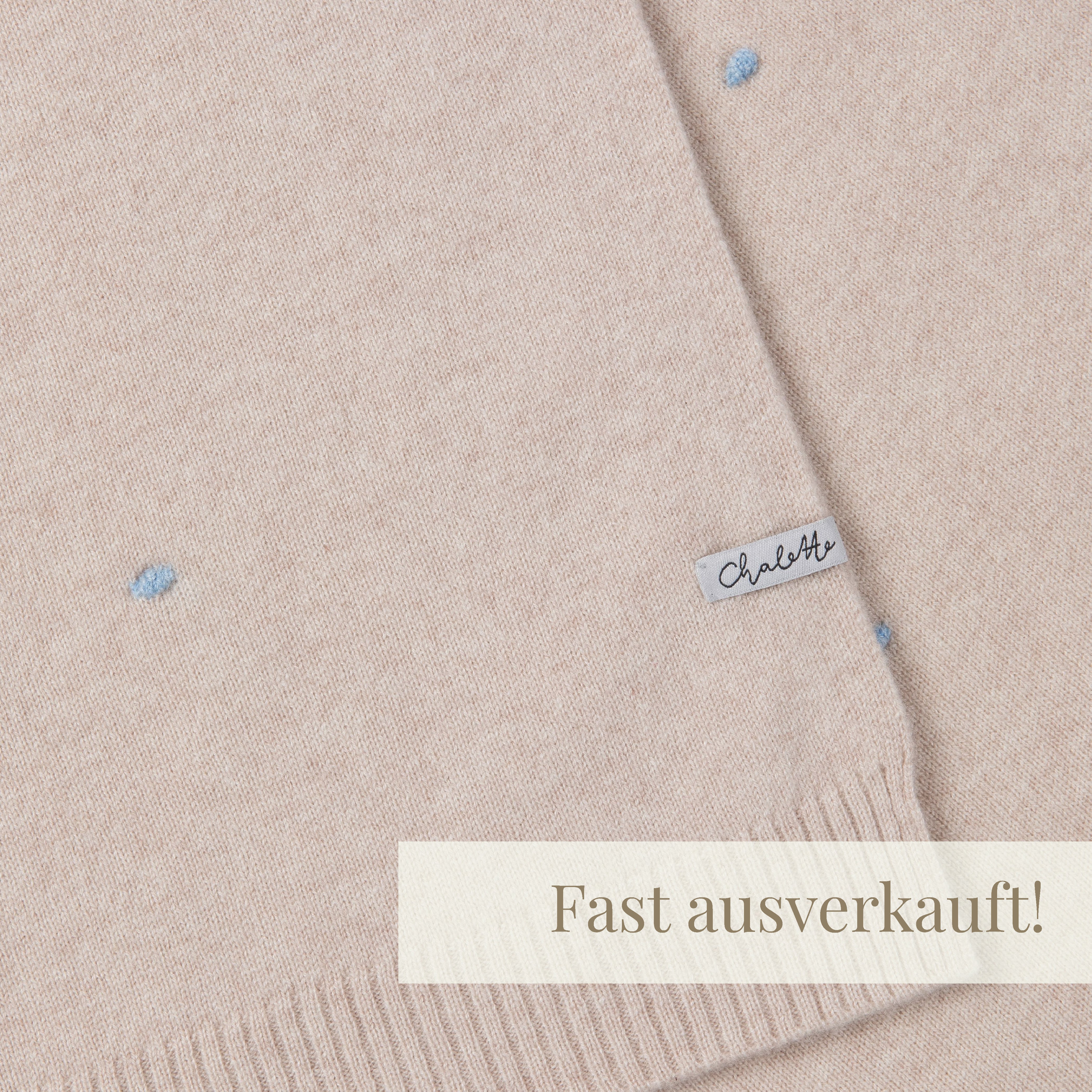 Babydecke 'Wolkensteiger' | 100% Kaschmir | beige / hellblau | 102 x 105 cm