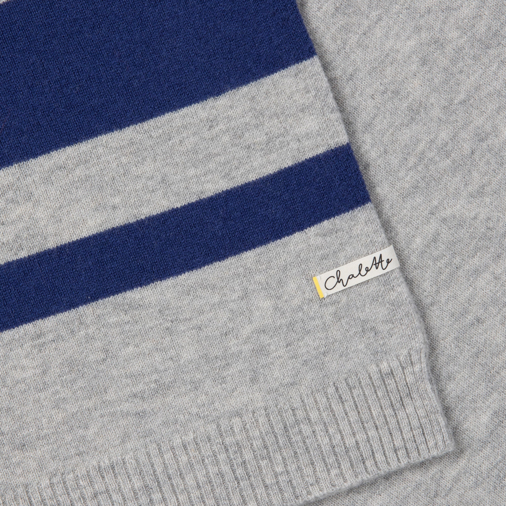 Super-soft baby blanket 'Seemannsgarn' | light grey / navy | 102 x 105 cm