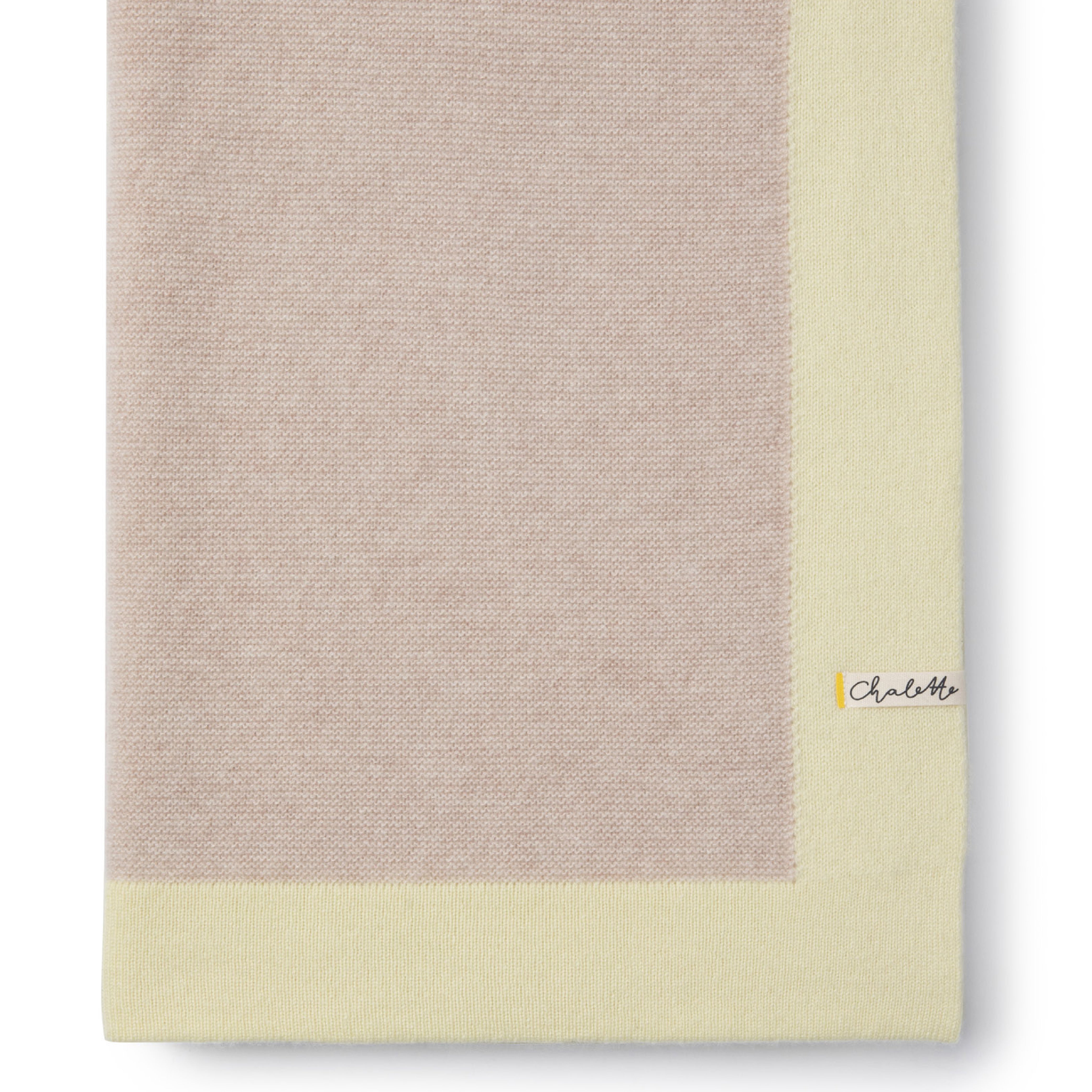 Babydecke 'Zitronenfalter' | 100% Kaschmir | hellbeige / buttergelb | 105 x 105 cm