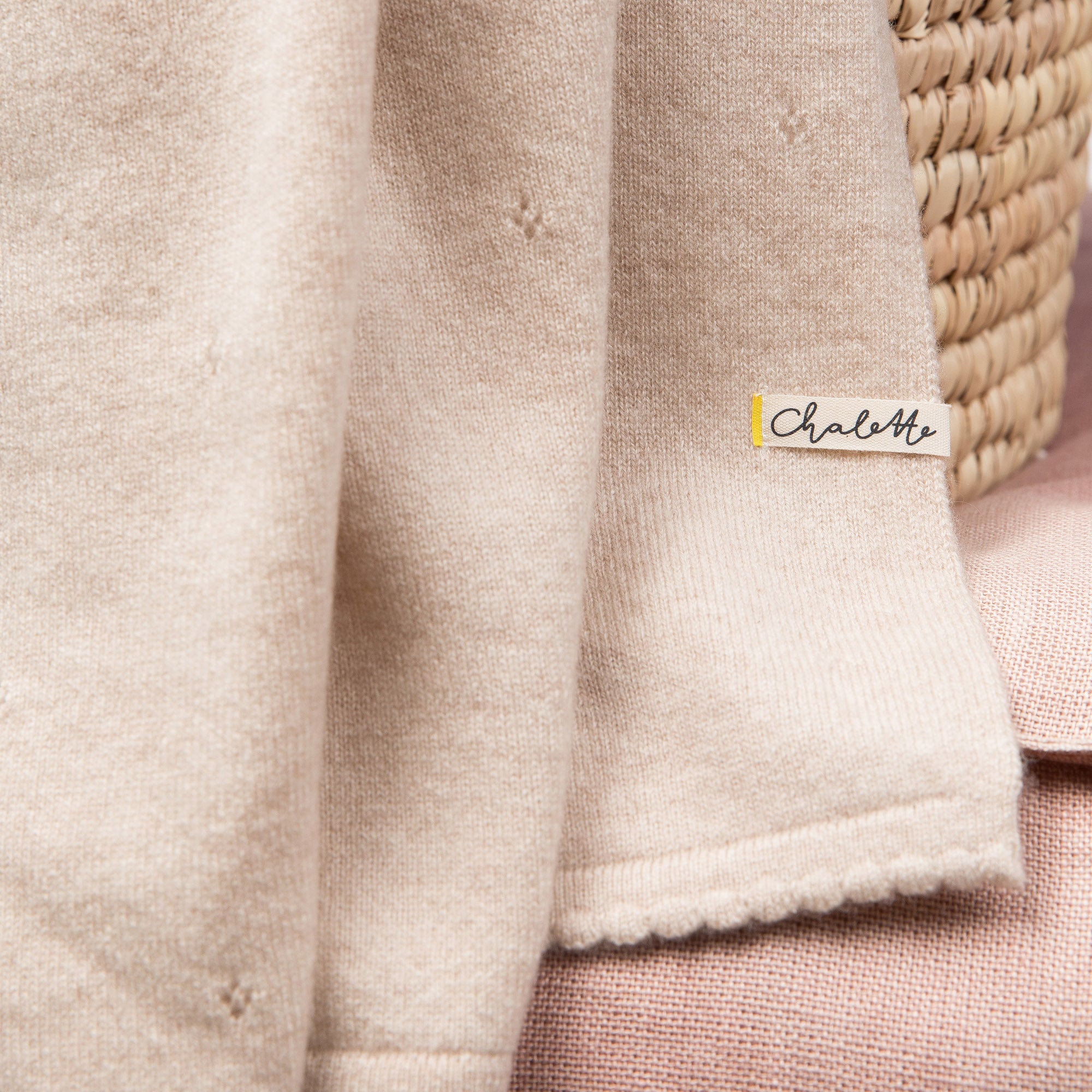 Babydecke 'Sternenlied' | 100% Kaschmir | hellbeige | 105 x 105 cm