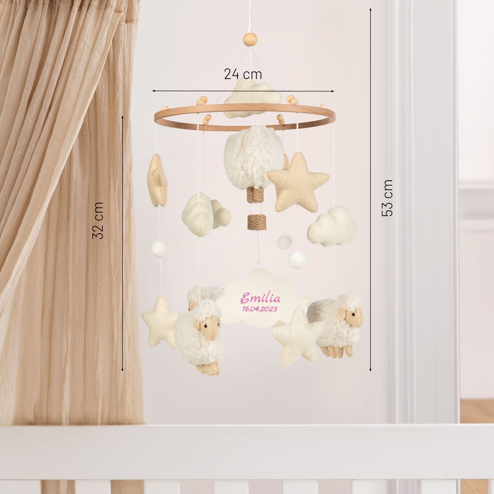 Baby Mobile Chalette x ohee manufaktur | 'Schäfchen'
