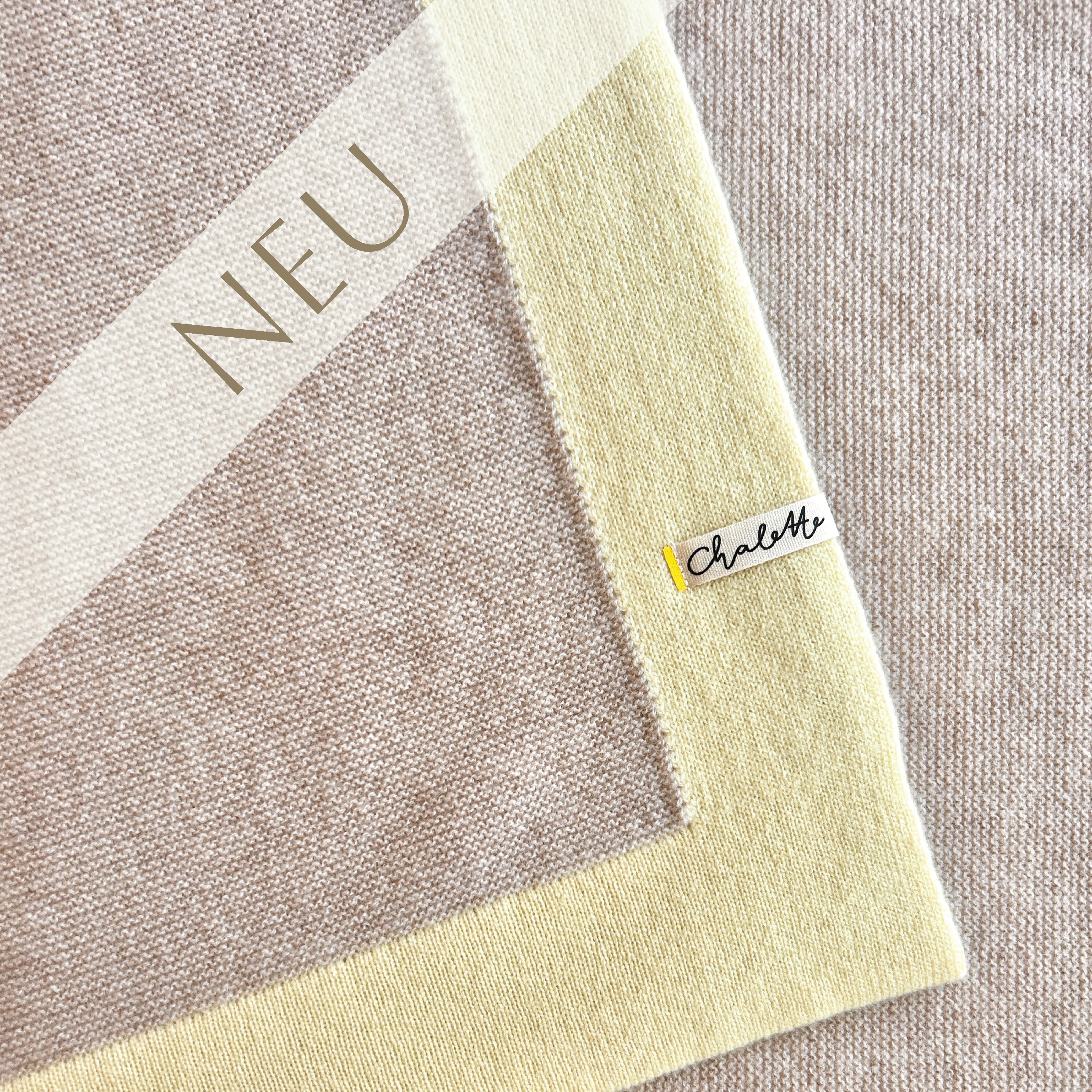 Babydecke Kaschmir beige buttergelb gelb Chalette